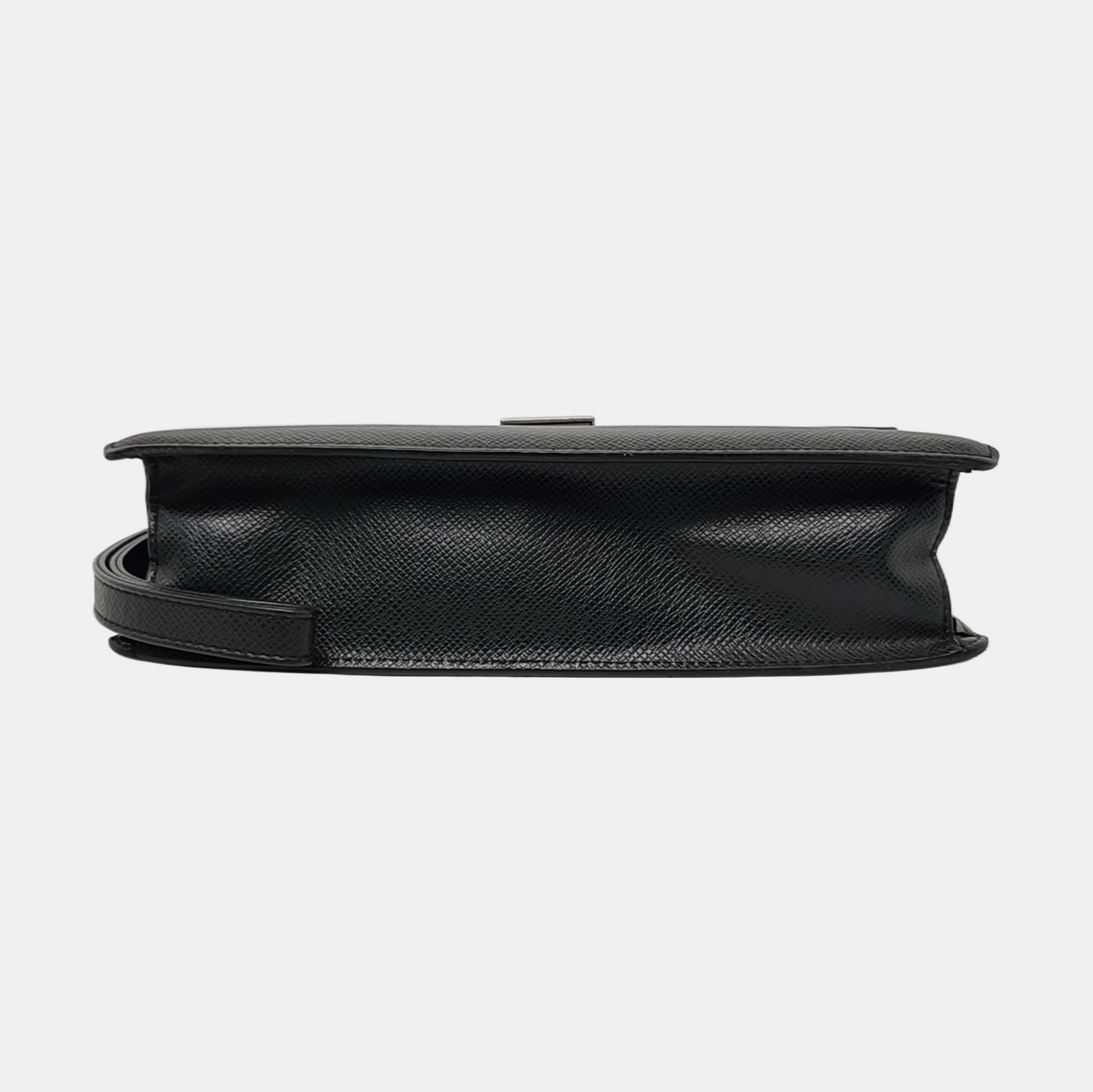LOUIS VUITTON SELENGA Black Leather Clutch Handbag Silver Hardware-(SKU)-960473298