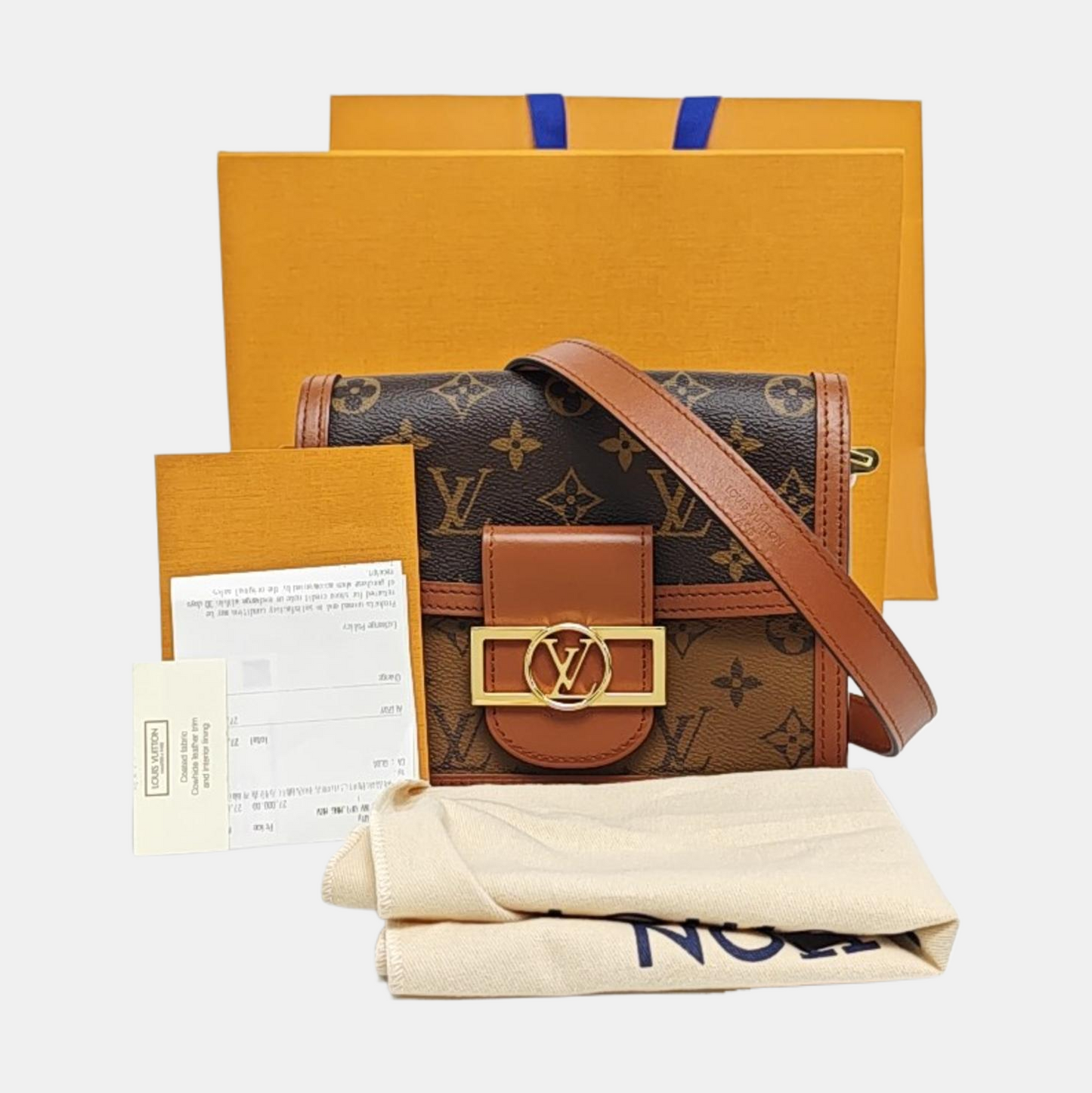 LOUIS VUITTON DAUPHINE Mini Brown Coated Canvas Monogram Vernis Dauphine Crossbody Bag Shoulder Bag Adjustable Strap Golden Hardware Complete Accessories-(SKU)-960573658