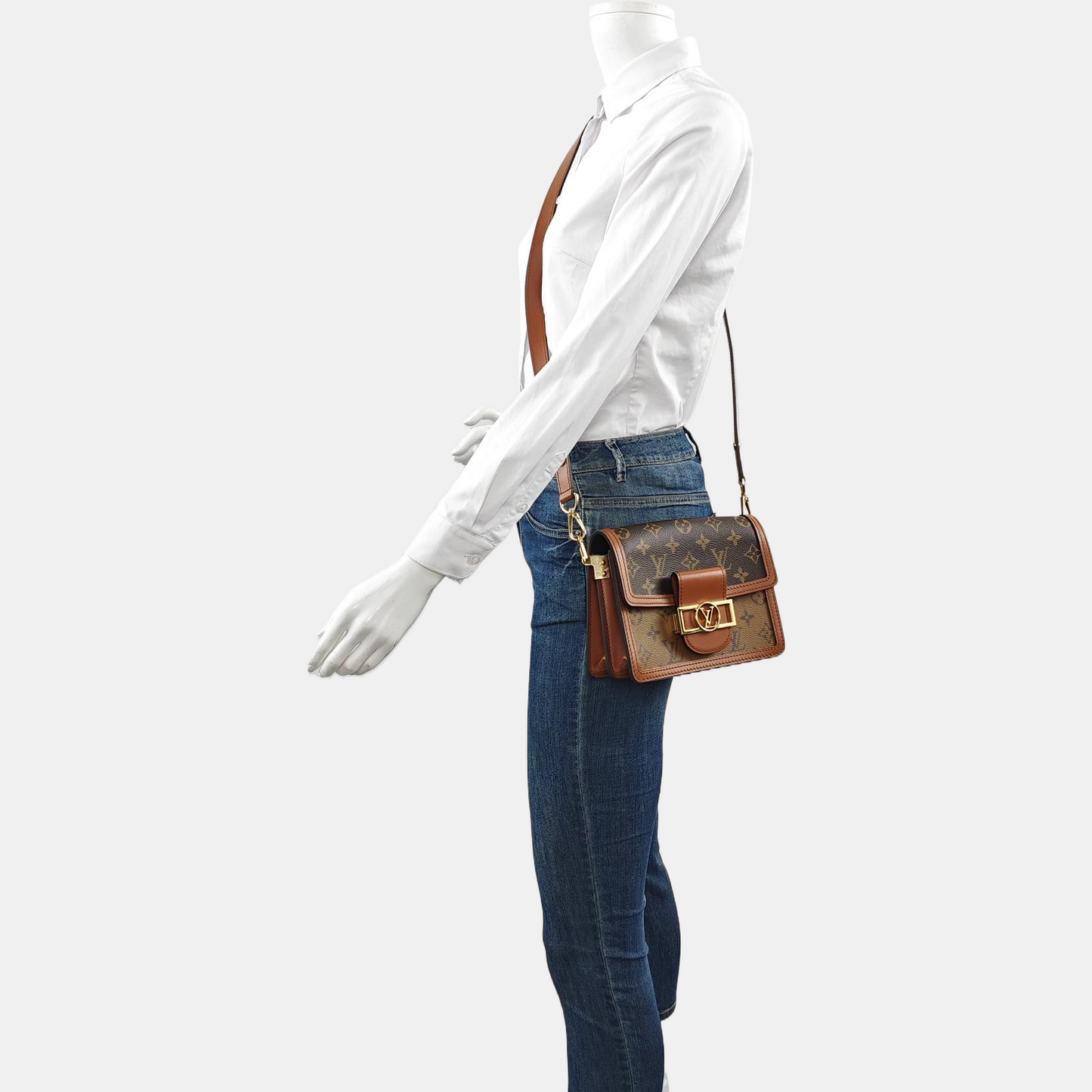 LOUIS VUITTON DAUPHINE Mini Brown Coated Canvas Monogram Vernis Dauphine Crossbody Bag Shoulder Bag Adjustable Strap Golden Hardware Complete Accessories-(SKU)-960573658