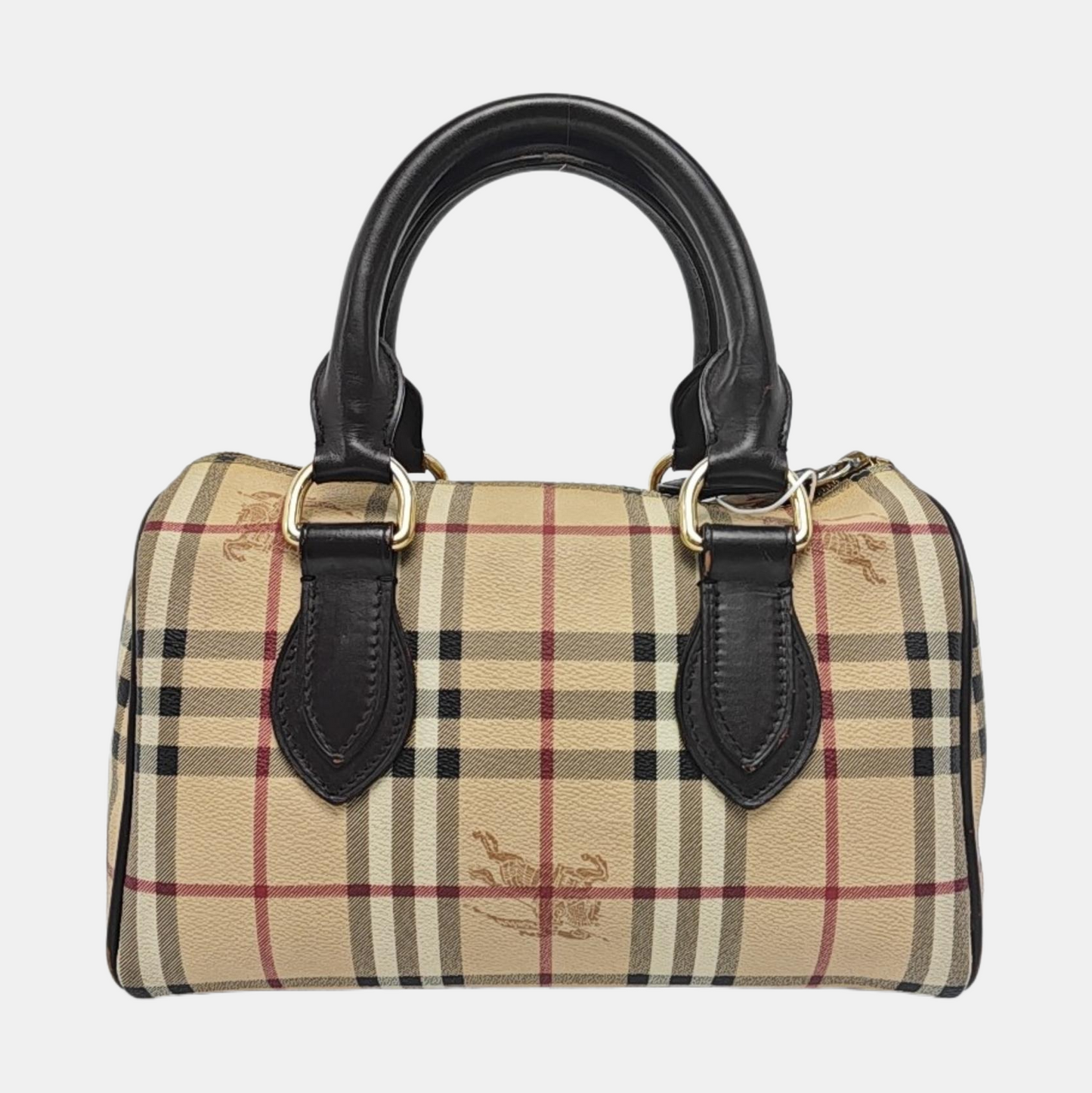 BURBERRY Medium size Khaki Coated Canvas War Horse Grain Handbag Golden hardware-(SKU)-960568597