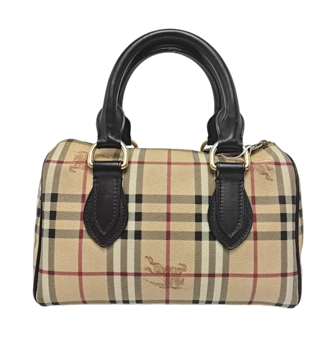 BURBERRY Medium size Khaki Coated Canvas War Horse Grain Handbag Golden hardware-(SKU)-960568597