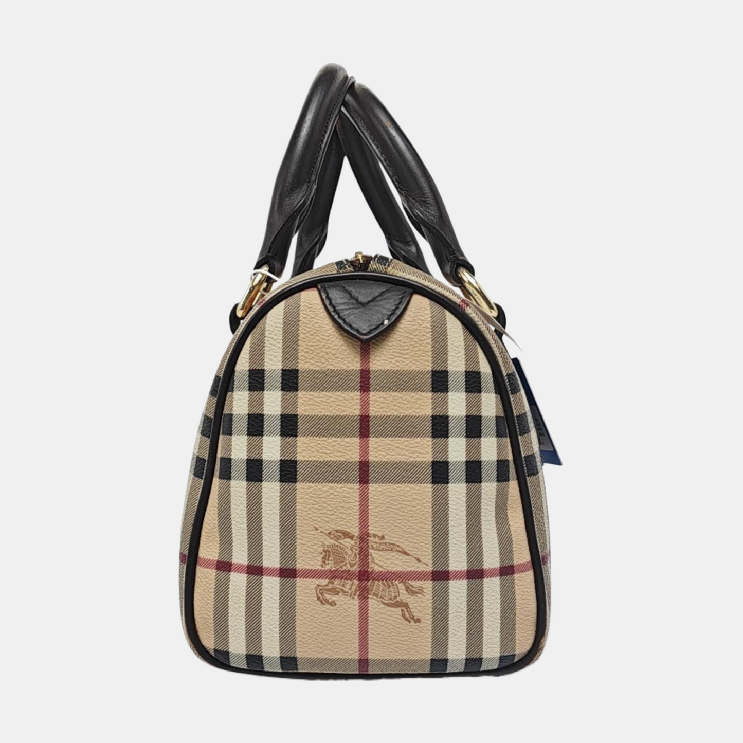 BURBERRY Medium size Khaki Coated Canvas War Horse Grain Handbag Golden hardware-(SKU)-960568597