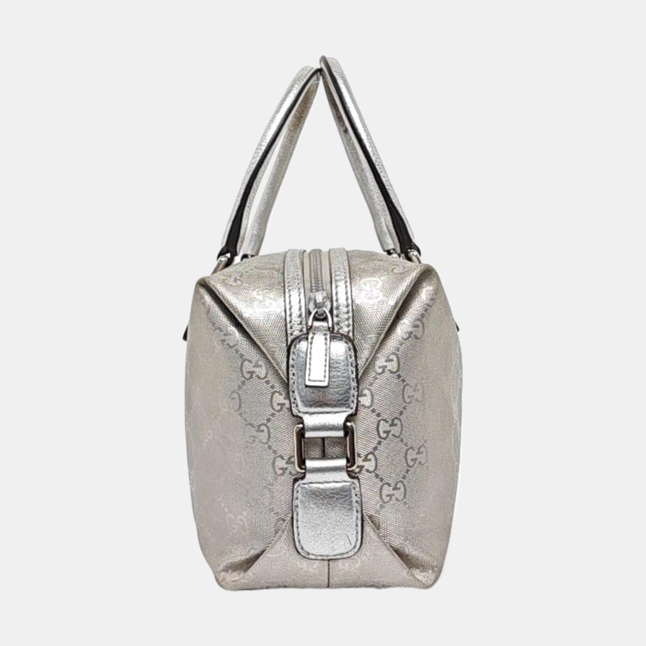 GUCCI Guccissima Silver Coated Canvas Monogram Handbag Single Shoulder Bag Silver Hardware-(SKU)-960541171
