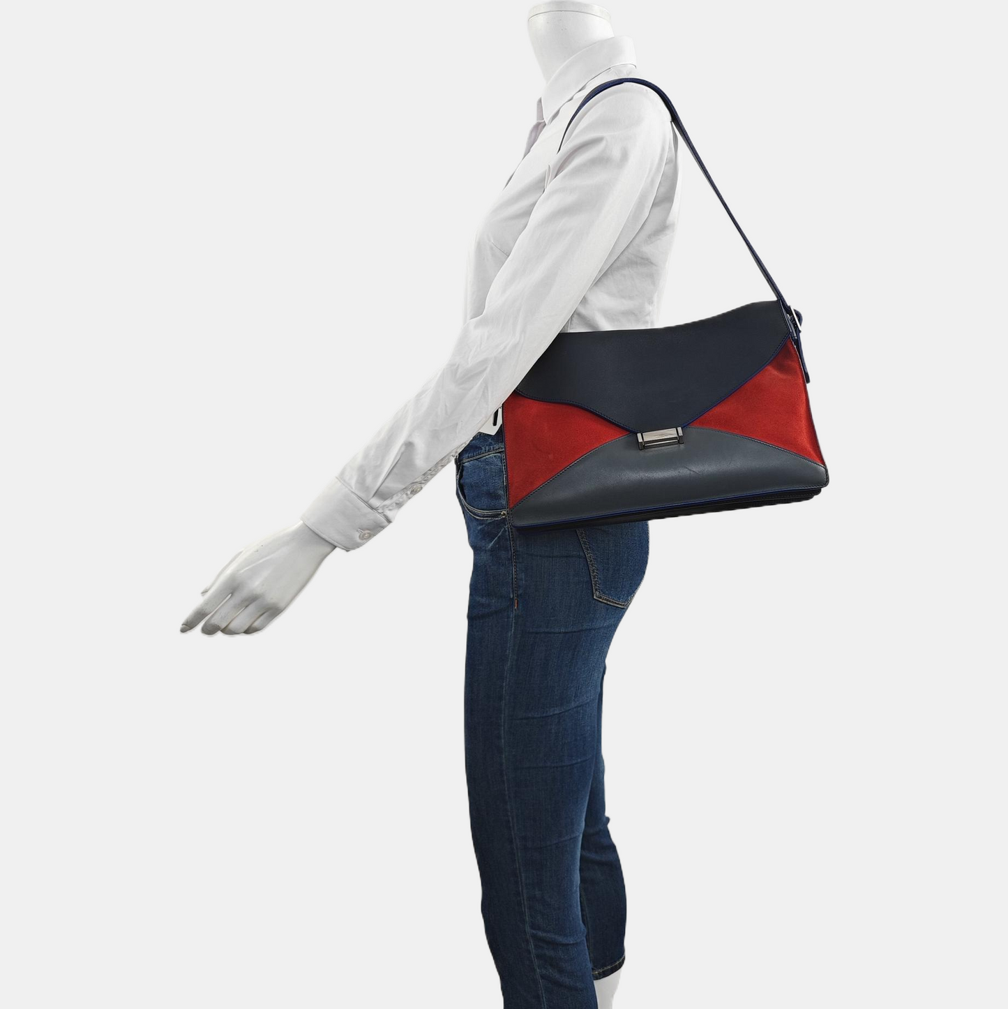 CELINE DIAMOND Multicolor Leather Single Shoulder Bag and Handbag Silver Hardware Removable shoulder strap-(SKU)-960786549