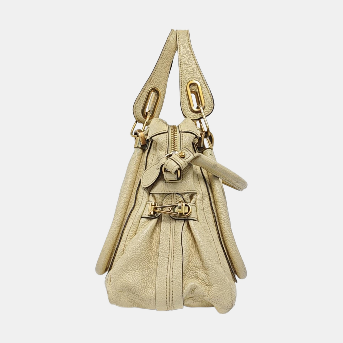 Chloé Paraty Medium size Beige Leather Single Shoulder Bag Golden hardware Removable shoulder strap-(SKU)-960652905