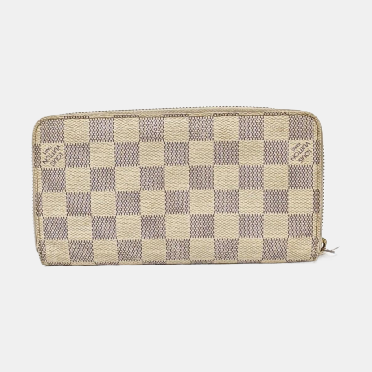 LOUIS VUITTON White Coated Canvas Checkered Wallet Golden hardware-(SKU)-960575120