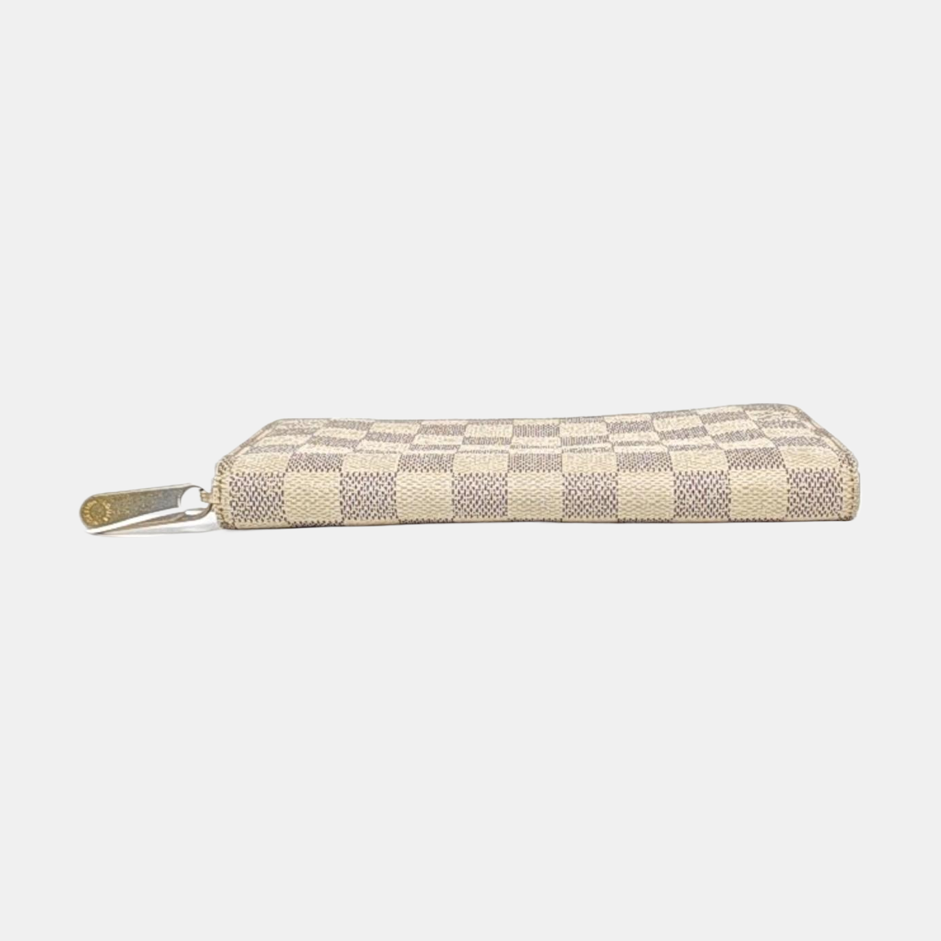 LOUIS VUITTON White Coated Canvas Checkered Wallet Golden hardware-(SKU)-960575120