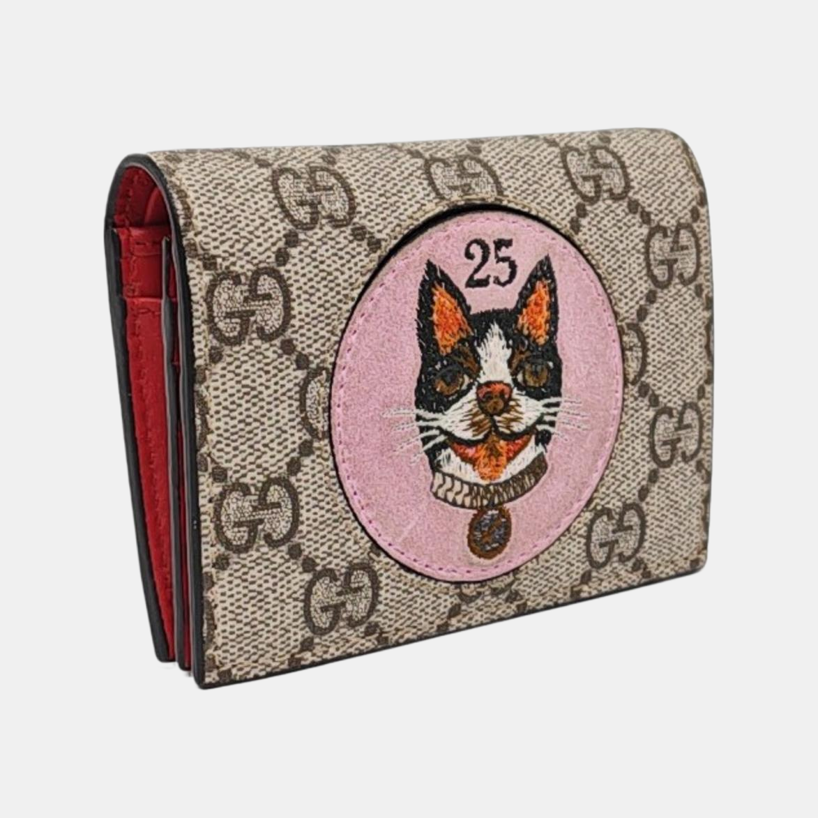GUCCI GG Supreme Beige Coated Canvas Old Flower Embroidered Card Bag Golden hardware-(SKU)-960573589