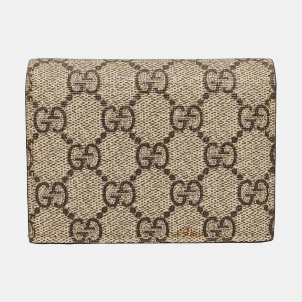 GUCCI GG Supreme Beige Coated Canvas Old Flower Embroidered Card Bag Golden hardware-(SKU)-960573589