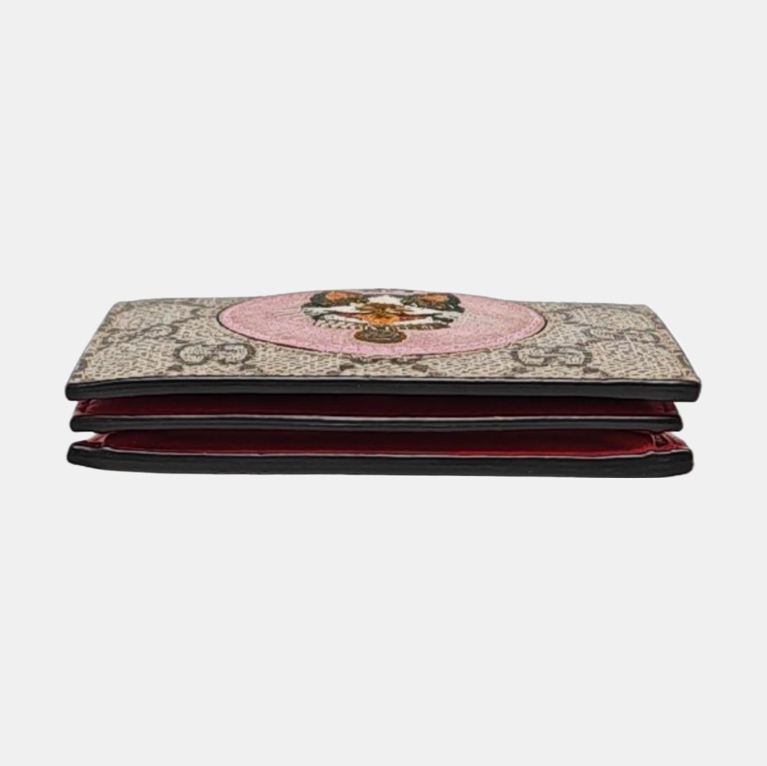GUCCI GG Supreme Beige Coated Canvas Old Flower Embroidered Card Bag Golden hardware-(SKU)-960573589