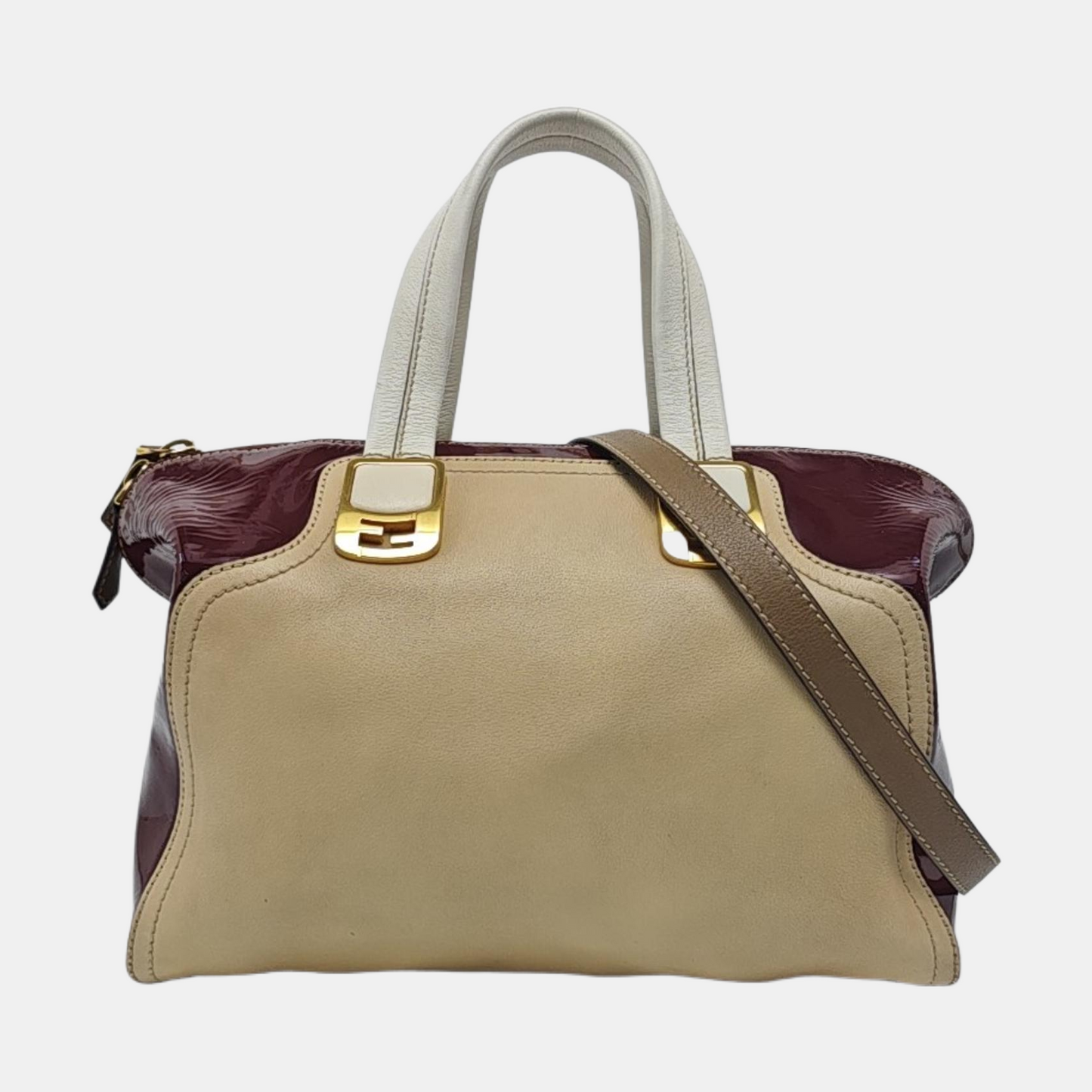 FENDI Chameleon Khaki Cowhide Single Shoulder Handbag Crossbody Bag Golden hardware Removable shoulder strap-(SKU)-960576924