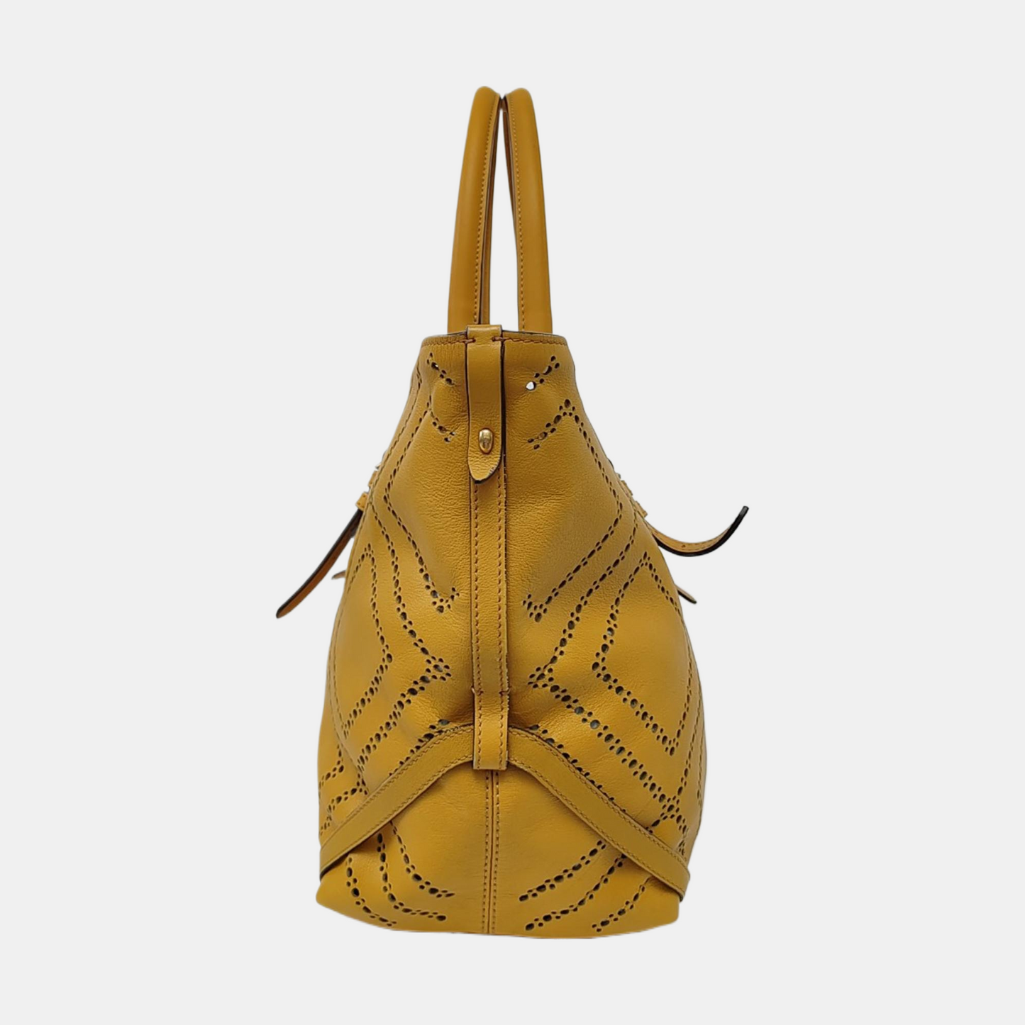 BURBERRY Tote bag Mustard Cowhide Cutout Single Shoulder Bag Golden hardware Sub-bag-(SKU)-953287825
