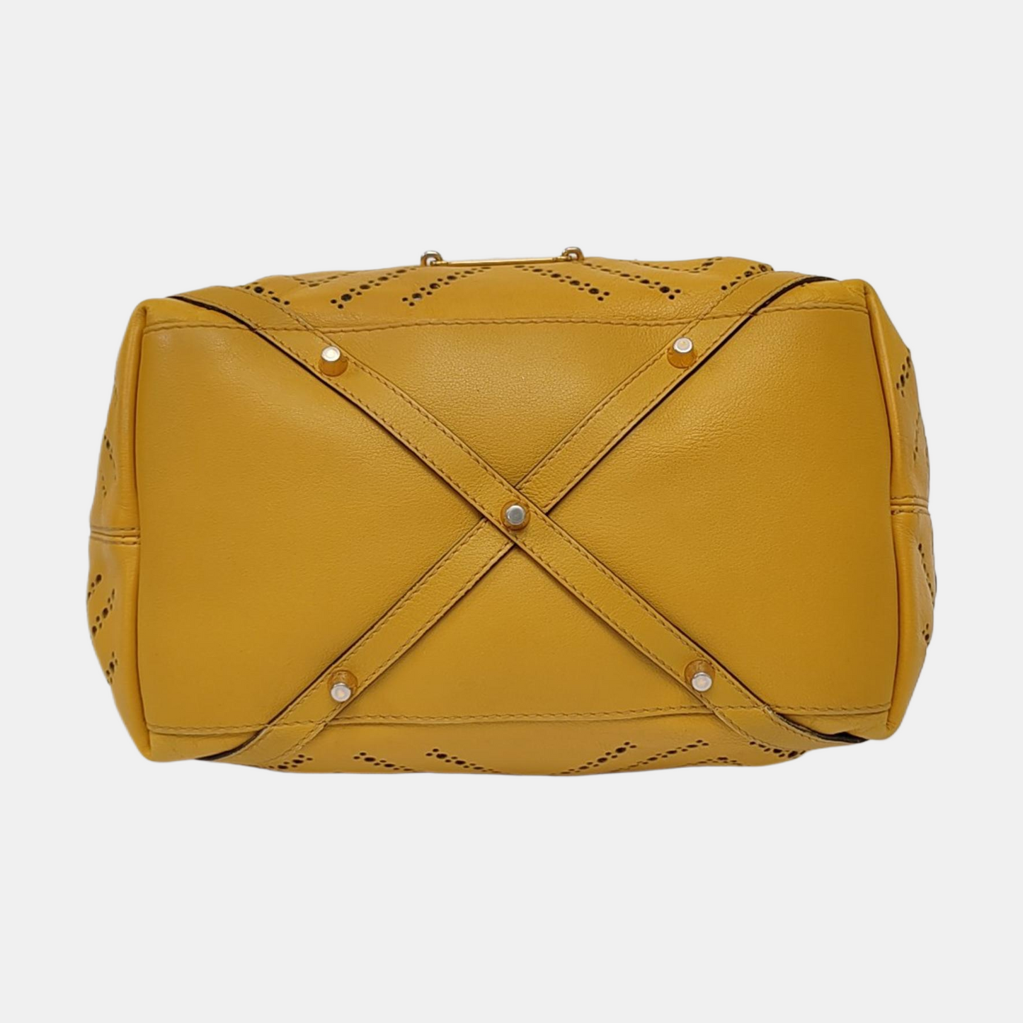 BURBERRY Tote bag Mustard Cowhide Cutout Single Shoulder Bag Golden hardware Sub-bag-(SKU)-953287825