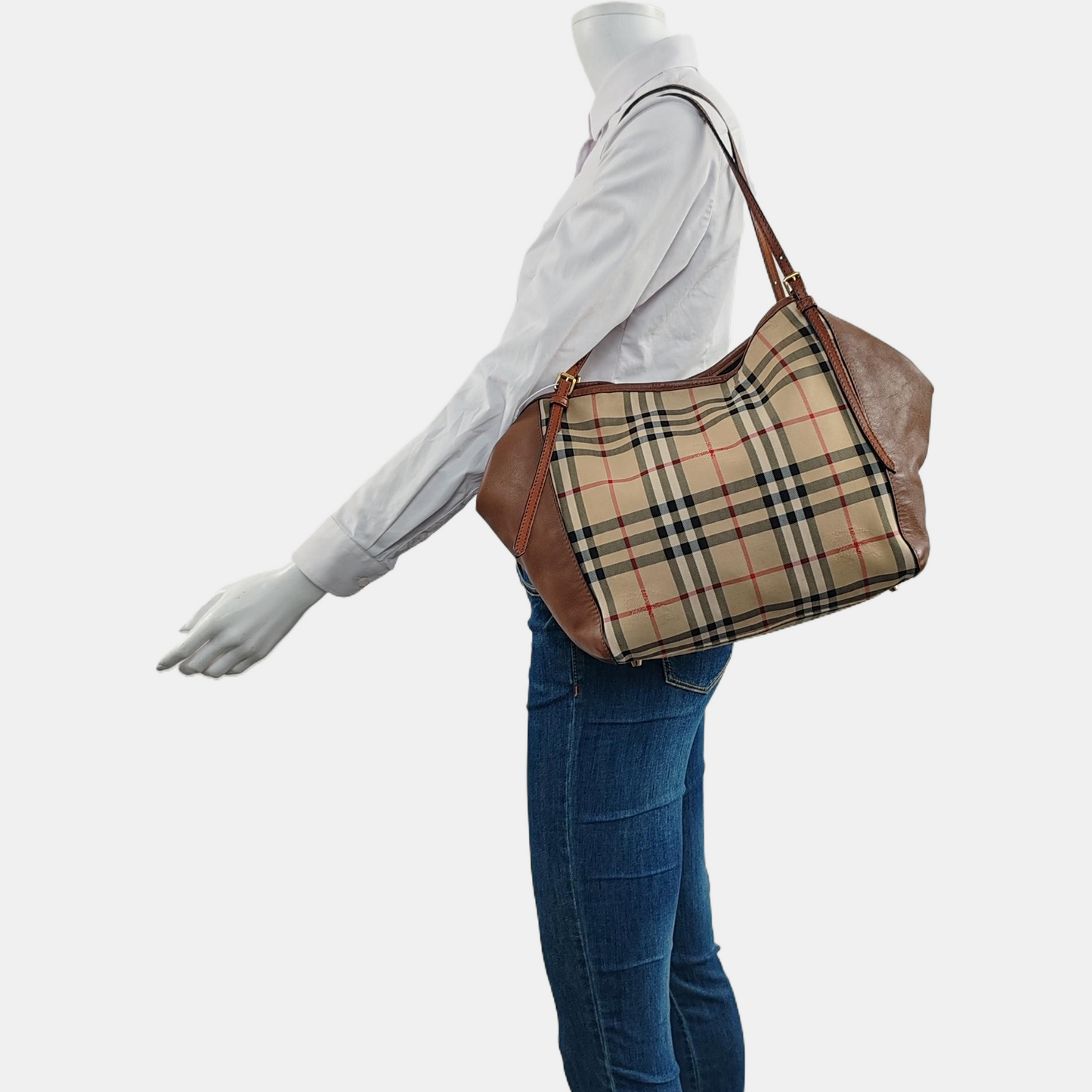 BURBERRY Canterbury Khaki Canvas Battle Horse Pattern Single Shoulder Bag Handbag Golden hardware shoulder straps-(SKU)-960791527