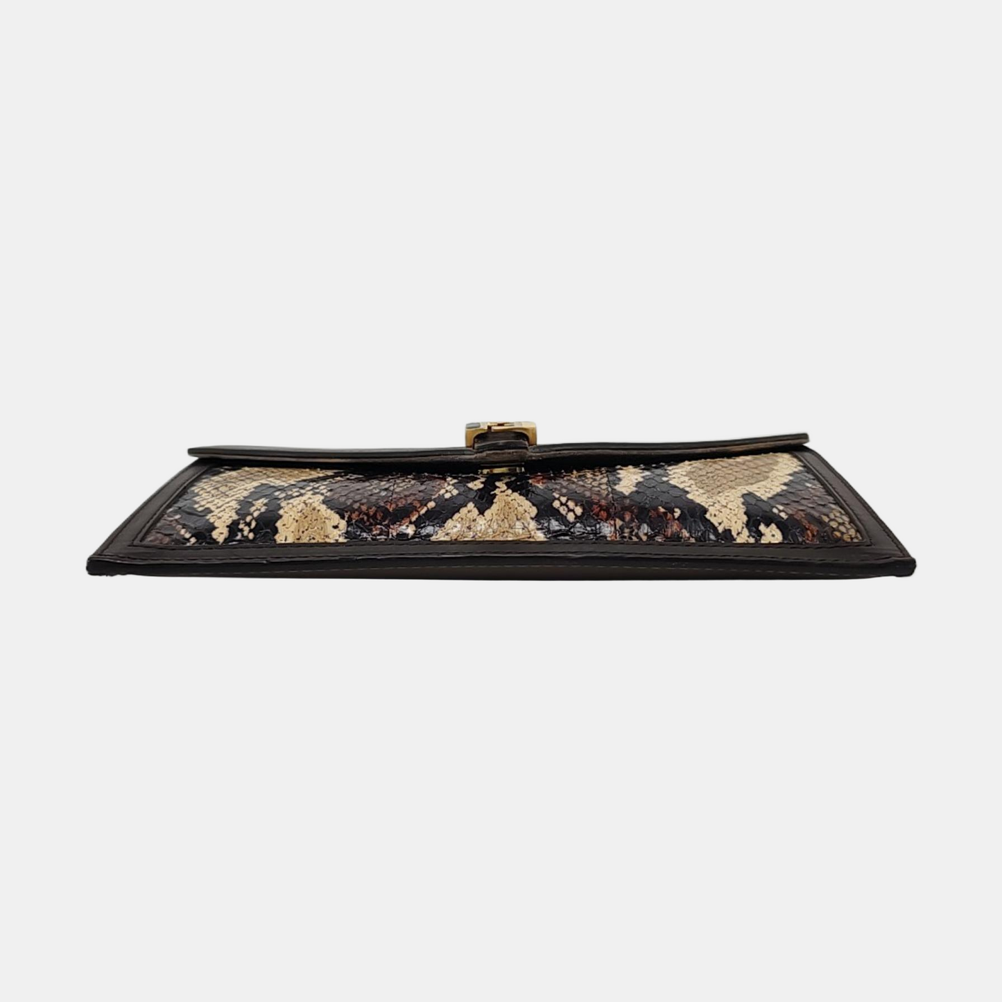 FENDI Gray Snake Skin Clutch Golden hardware-(SKU)-960716690