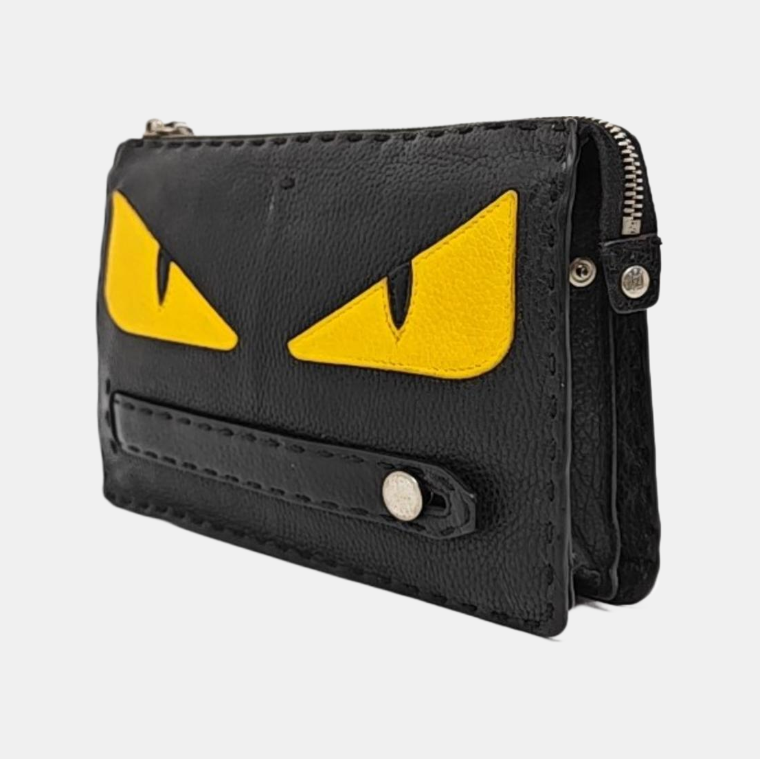 FENDI Monster Black cowhide monster handbag Silver Hardware-(SKU)-960606124