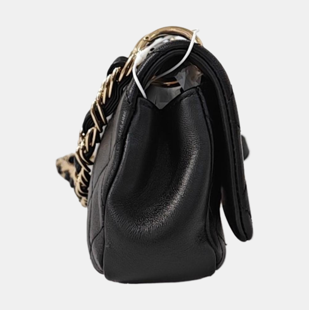 CHANEL CHAIN INFINITY TOP HANDLE Small Black Lambskin Quilted Chain Strap Shoulder Bag Crossbody Bag Golden Hardware 30cm-(SKU)-961018238