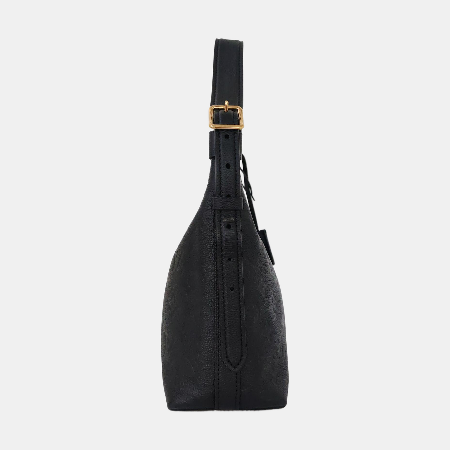 LOUIS VUITTON SAC PLAT Black Calfskin Monogram Embossed Crossbody Shoulder Bag with Golden Hardware, Pockets-(SKU)-961133790