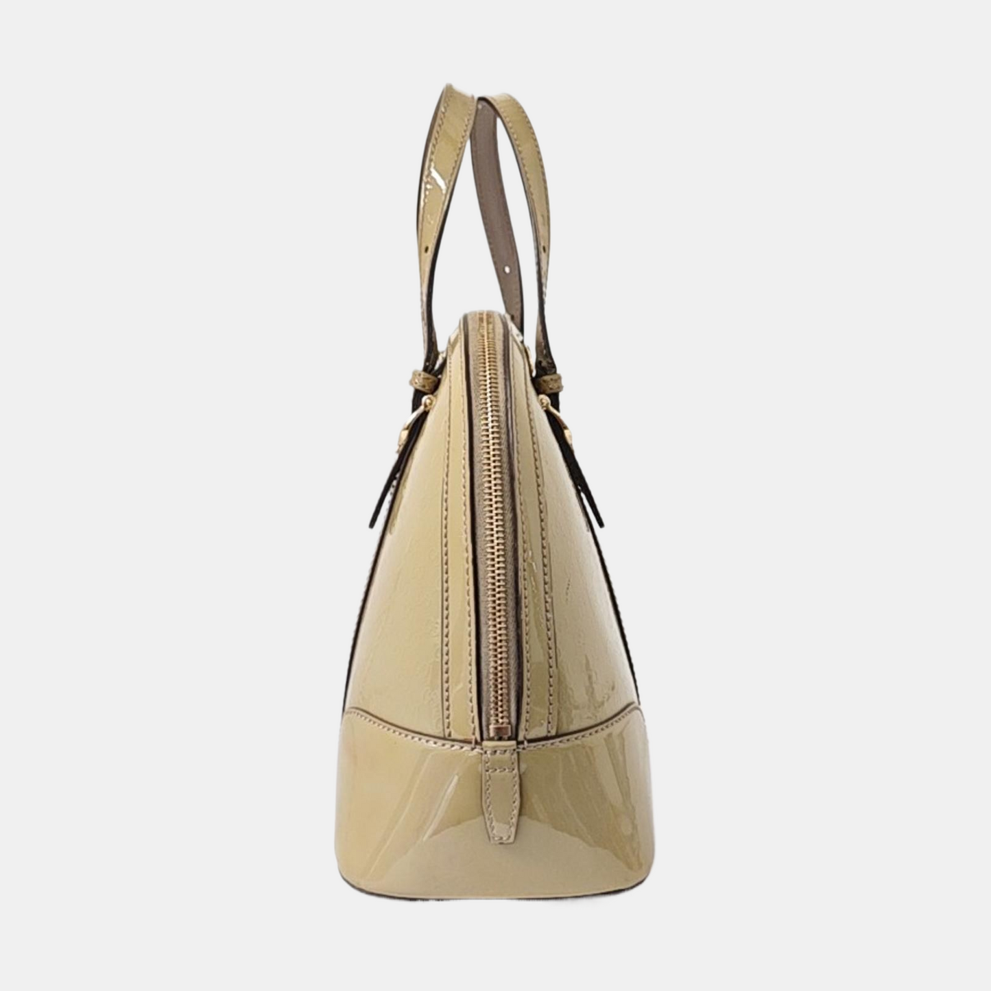 GUCCI Ligne Shima Mustard Yellow Patent Leather Single Shoulder Bag Crossbody Handbag Golden hardware Removable shoulder strap-(SKU)-13486443