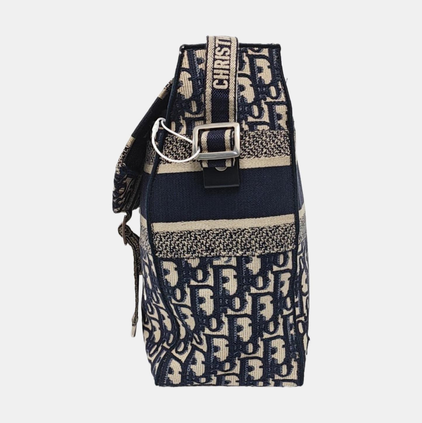 DIOR Diorcamp Blue Canvas Monogram Embroidered Single Shoulder Bag Silver Hardware-(SKU)-960636835
