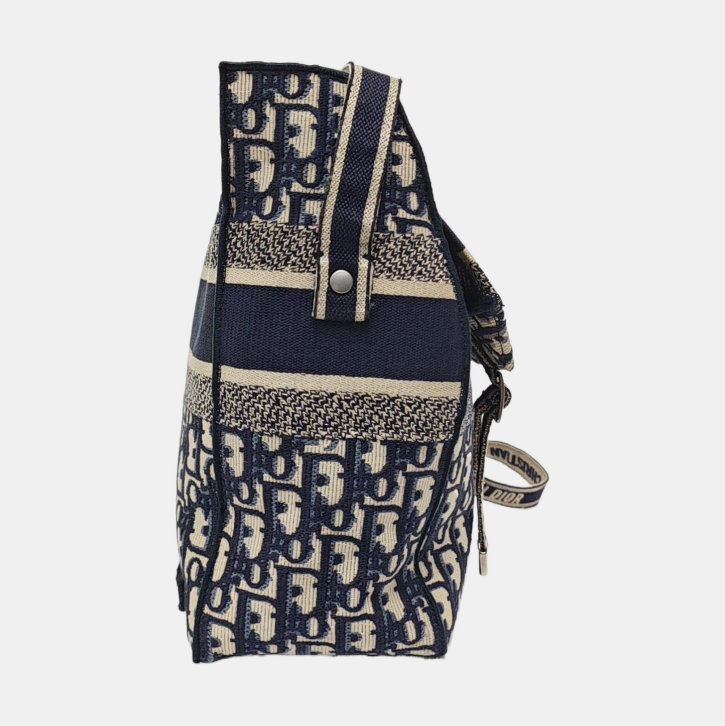 DIOR Diorcamp Blue Canvas Monogram Embroidered Single Shoulder Bag Silver Hardware-(SKU)-960636835