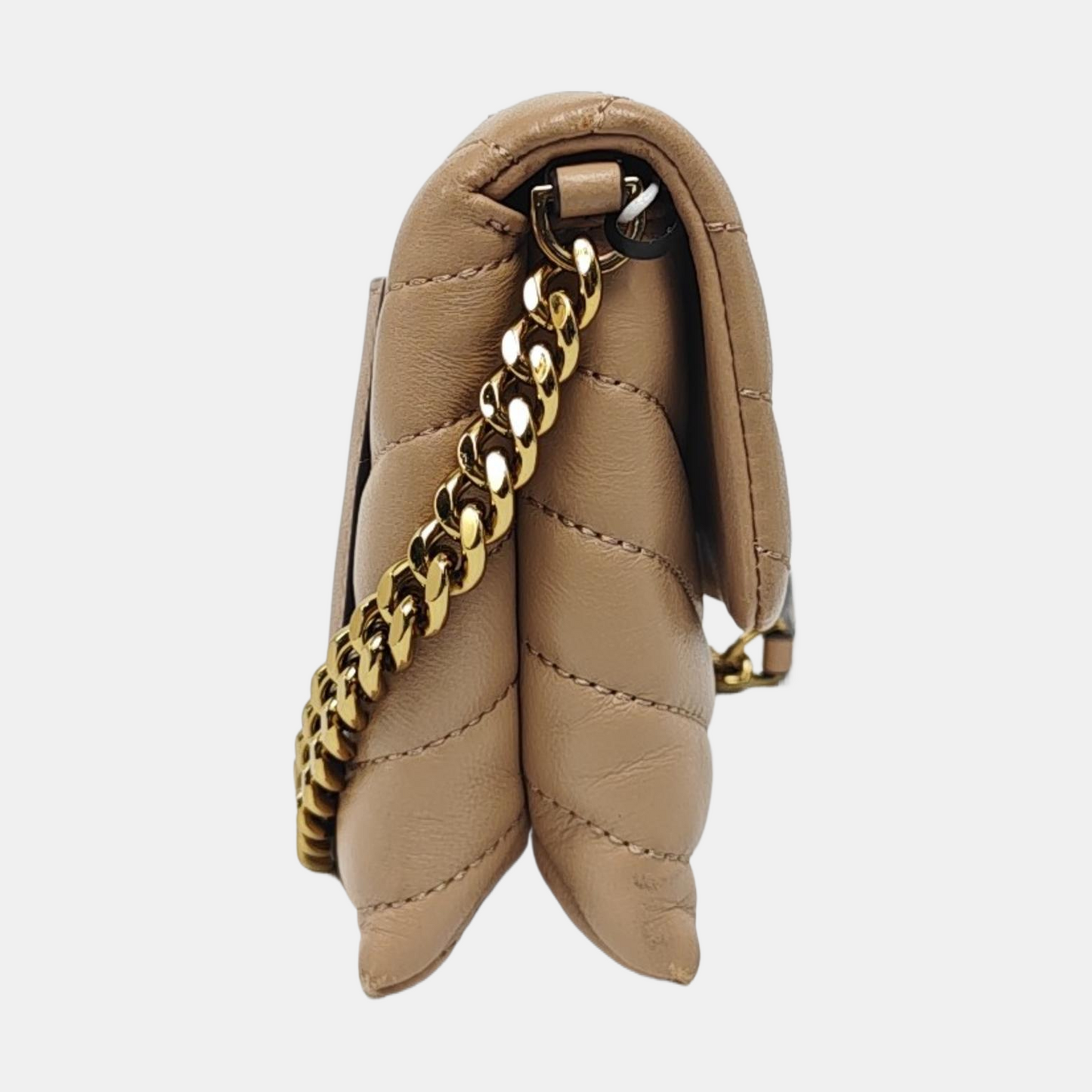 TORY BURCH Kira Khaki Leather Quilted Crossbody Single Shoulder Bag Golden hardware-(SKU)-940032419