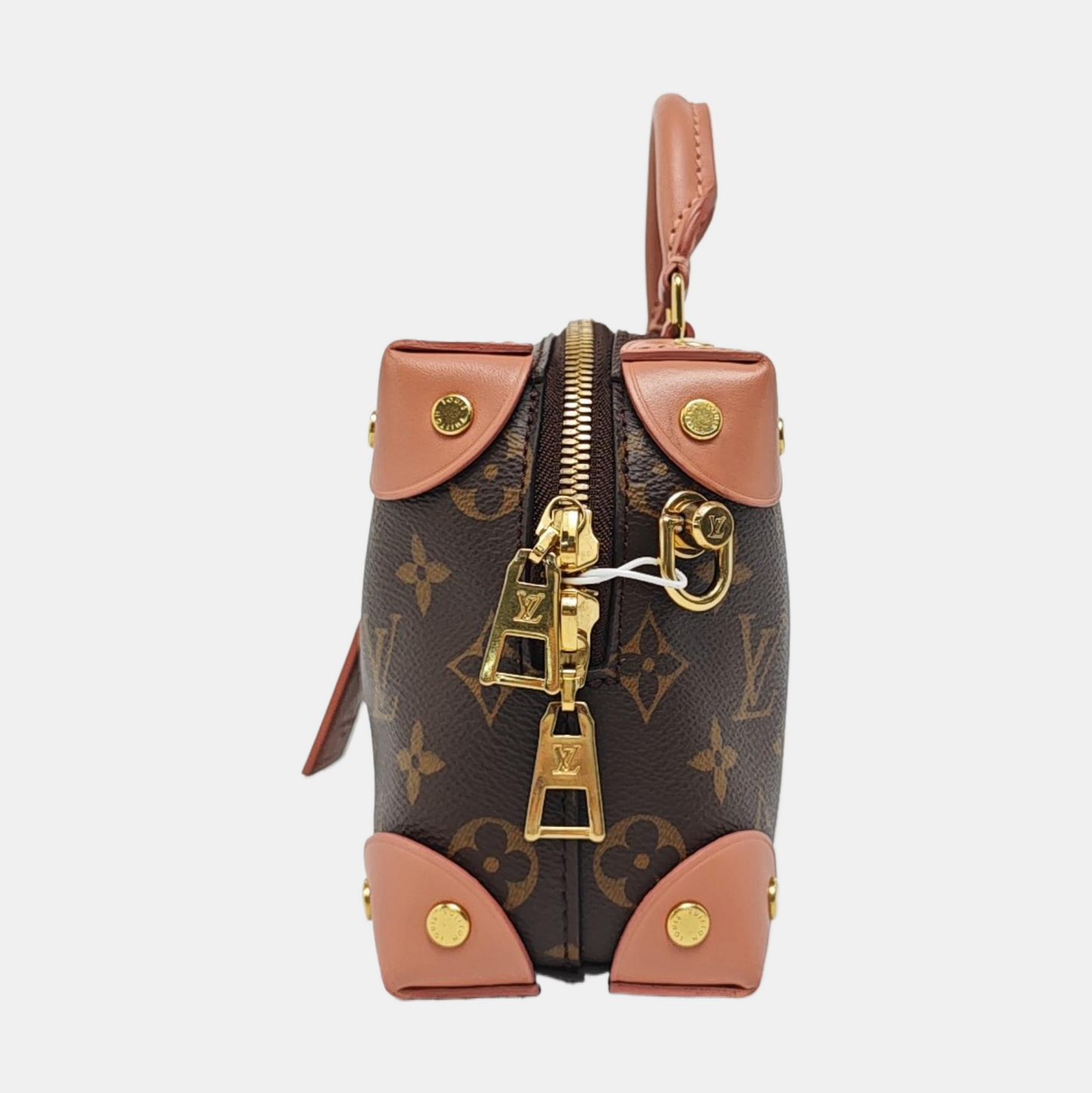 LOUIS VUITTON PETITE MALLE Brown Coated Canvas Monogram Single Shoulder Bag Handbag Sling Bag Gold Hardware 2 Removable Straps-(SKU)-961045725