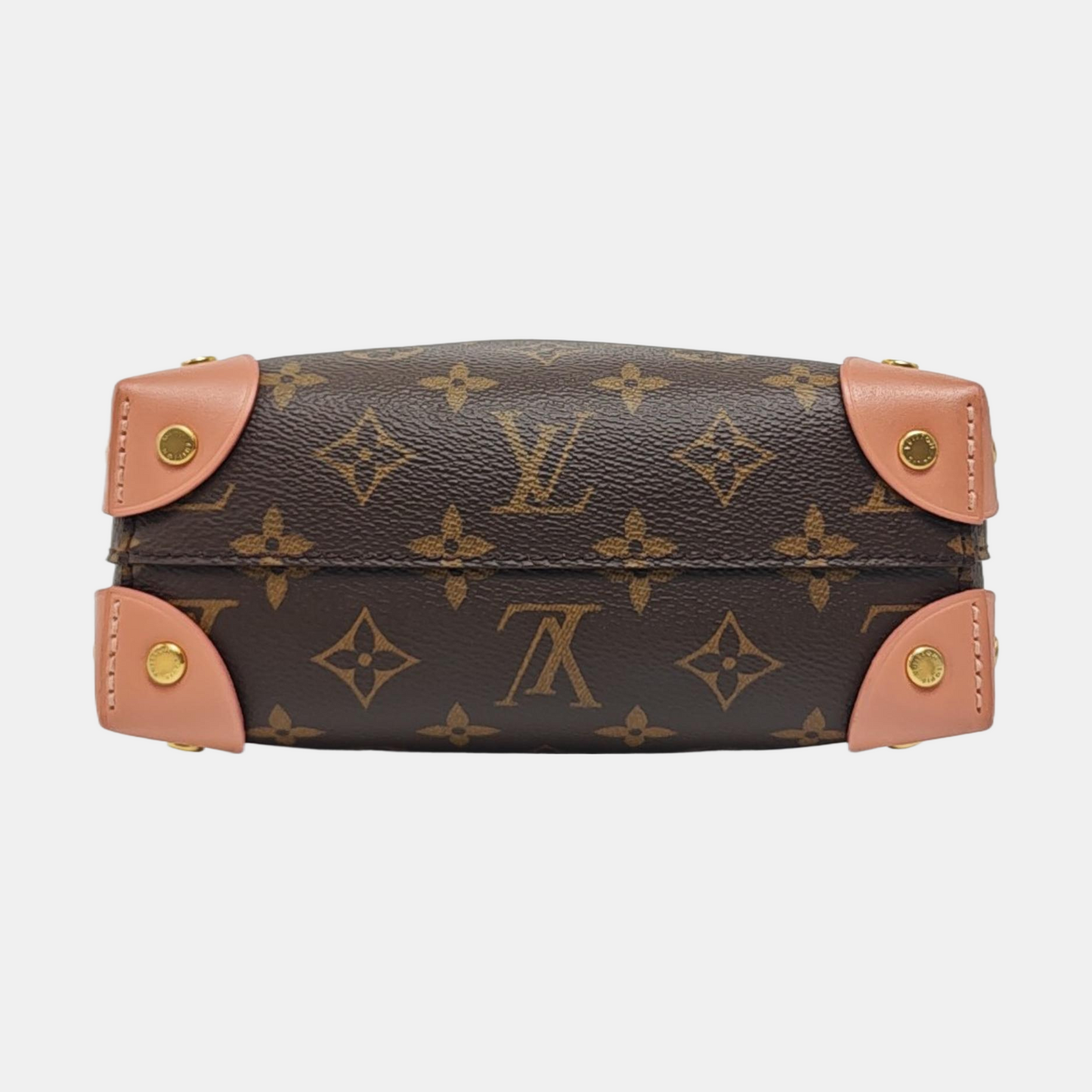 LOUIS VUITTON PETITE MALLE Brown Coated Canvas Monogram Single Shoulder Bag Handbag Sling Bag Gold Hardware 2 Removable Straps-(SKU)-961045725