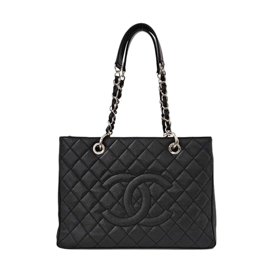 CHANEL CHANEL GST Large Black Calfskin Quilted Crossbody Shoulder Bag with Silver Hardware, 16K-(SKU)-961066652