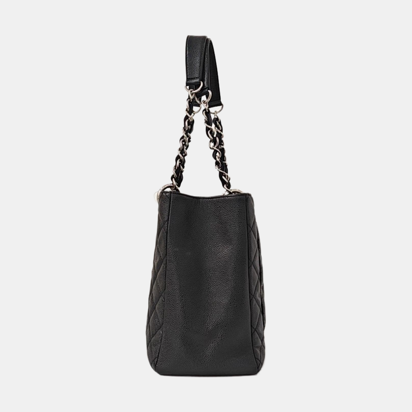 CHANEL CHANEL GST Large Black Calfskin Quilted Crossbody Shoulder Bag with Silver Hardware, 16K-(SKU)-961066652