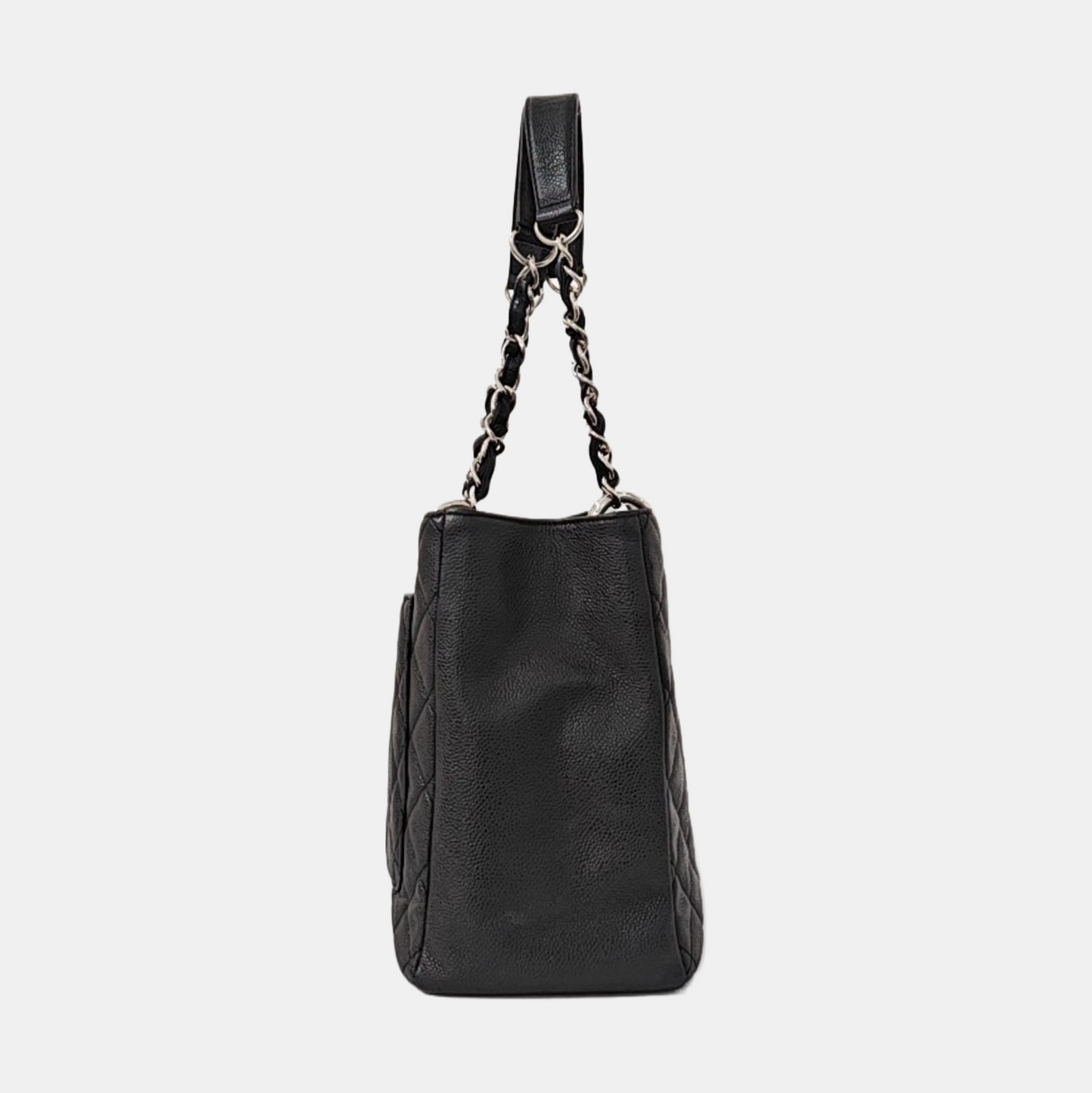 CHANEL CHANEL GST Large Black Calfskin Quilted Crossbody Shoulder Bag with Silver Hardware, 16K-(SKU)-961066652