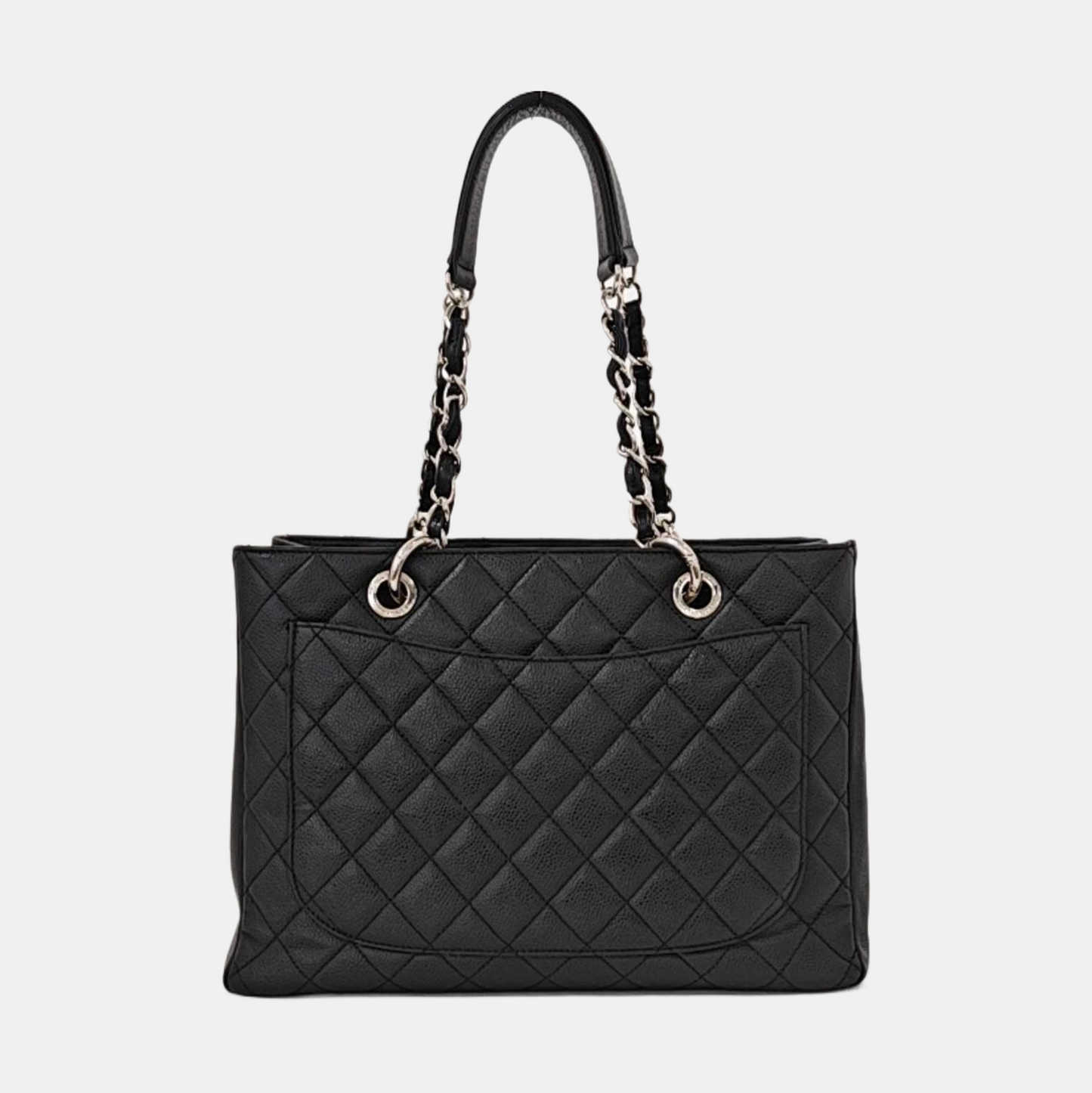 CHANEL CHANEL GST Large Black Calfskin Quilted Crossbody Shoulder Bag with Silver Hardware, 16K-(SKU)-961066652