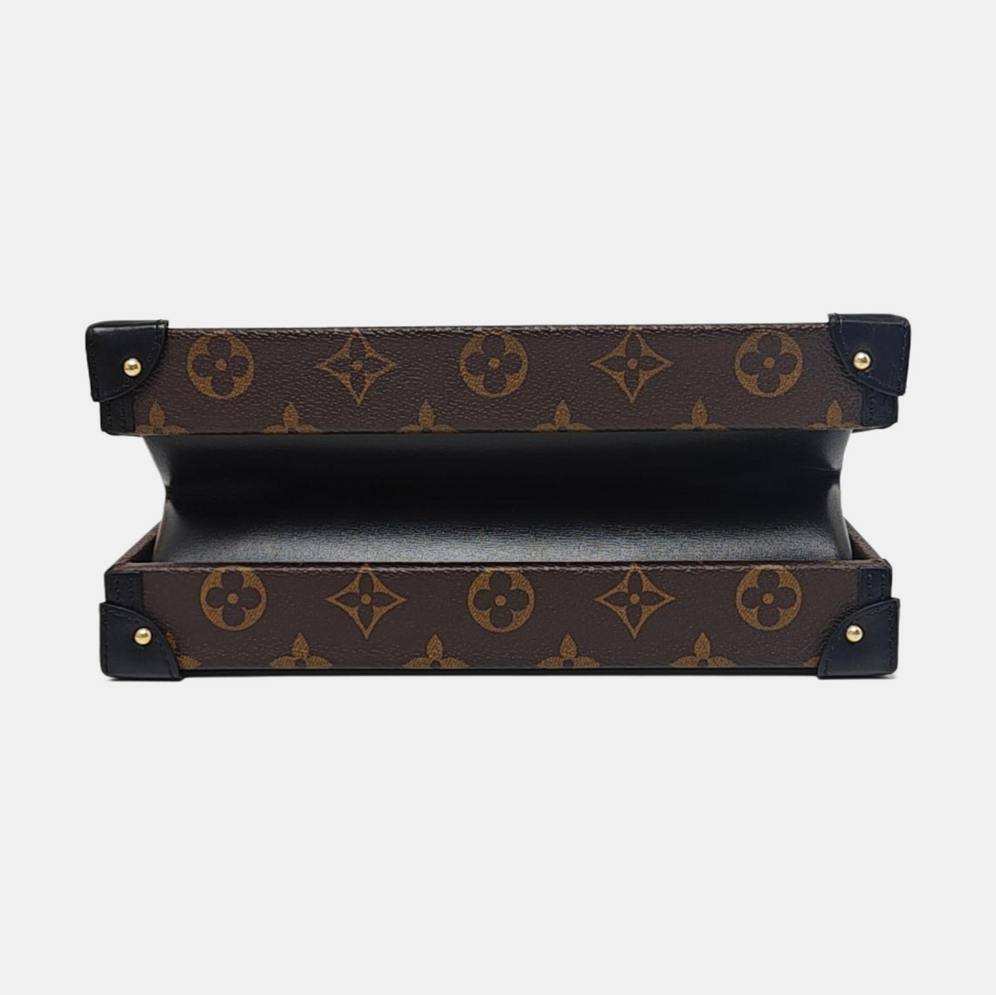 LOUIS VUITTON PETITE MALLE Brown Coated Canvas Monogram Printed Crossbody Bag Shoulder Bag Handbag Detachable Strap Golden Hardware Detachable Strap Pockets Complete Accessories-(SKU)-961044267
