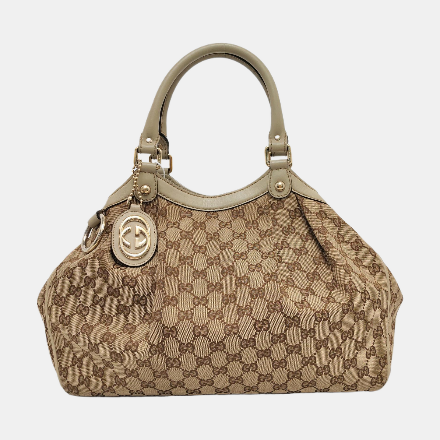 GUCCI Sukey Brown Canvas Monogram Handbag Single Shoulder Bag Silver Hardware-(SKU)-957811466