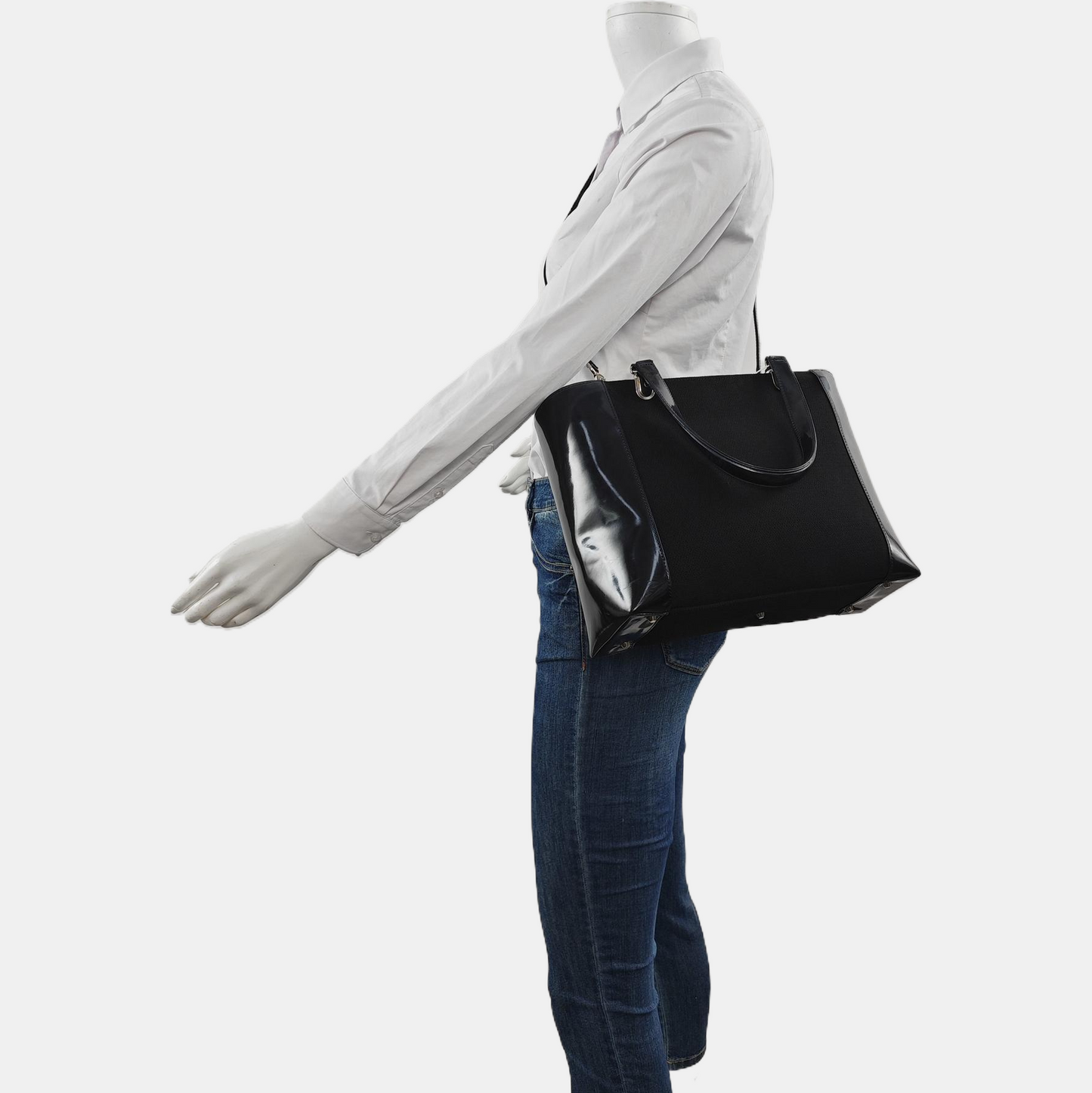 DIOR Tote bag Black Fabric Single Shoulder Bag Silver Hardware Pouch detachable shoulder strap-(SKU)-929190229