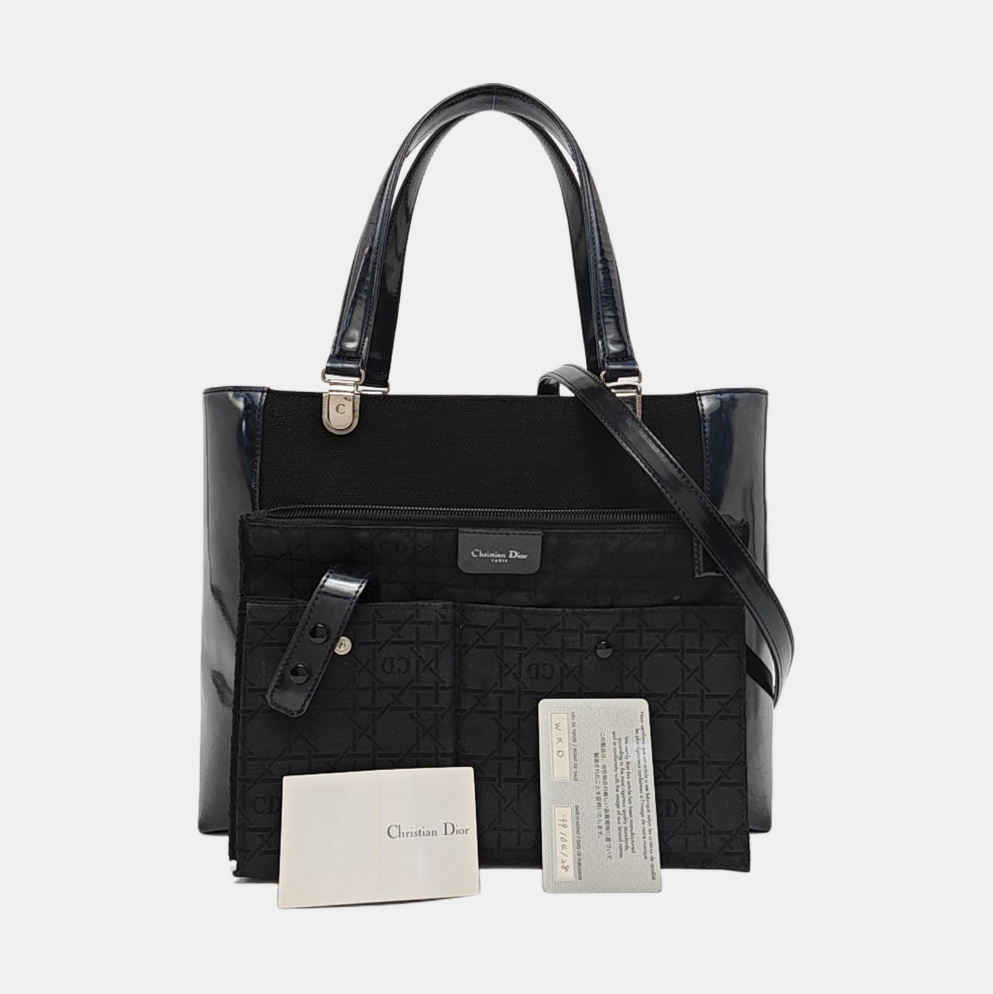 DIOR Tote bag Black Fabric Single Shoulder Bag Silver Hardware Pouch detachable shoulder strap-(SKU)-929190229