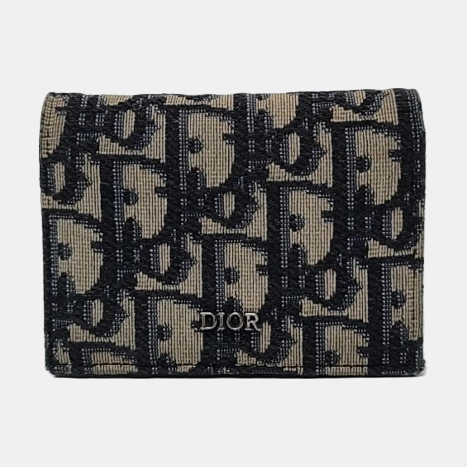 DIOR Black Canvas Vintage Wallet Silver Hardware-(SKU)-956306992