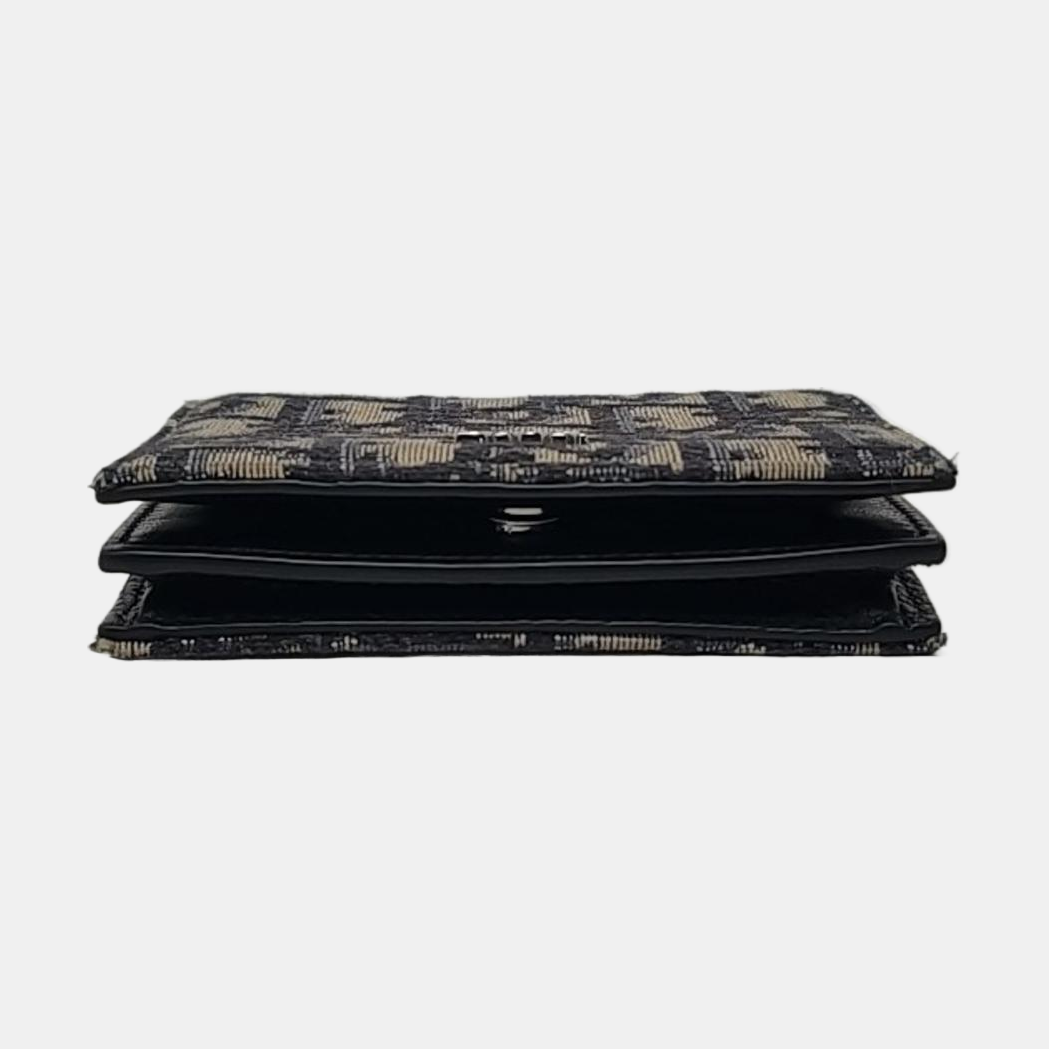 DIOR Black Canvas Vintage Wallet Silver Hardware-(SKU)-956306992