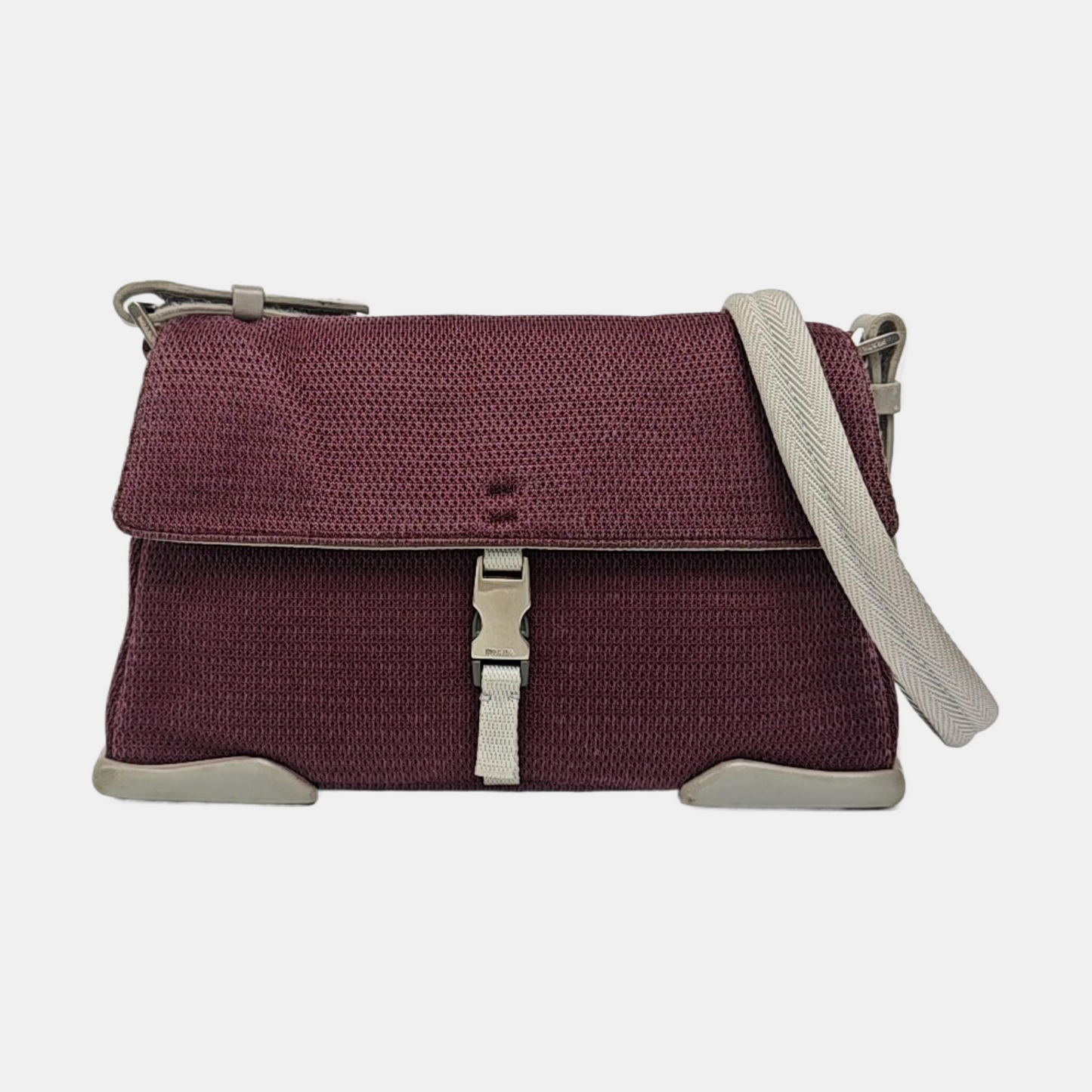 PRADA Purple Fabric Single Shoulder Bag Silver Hardware Removable shoulder strap-(SKU)-950006519