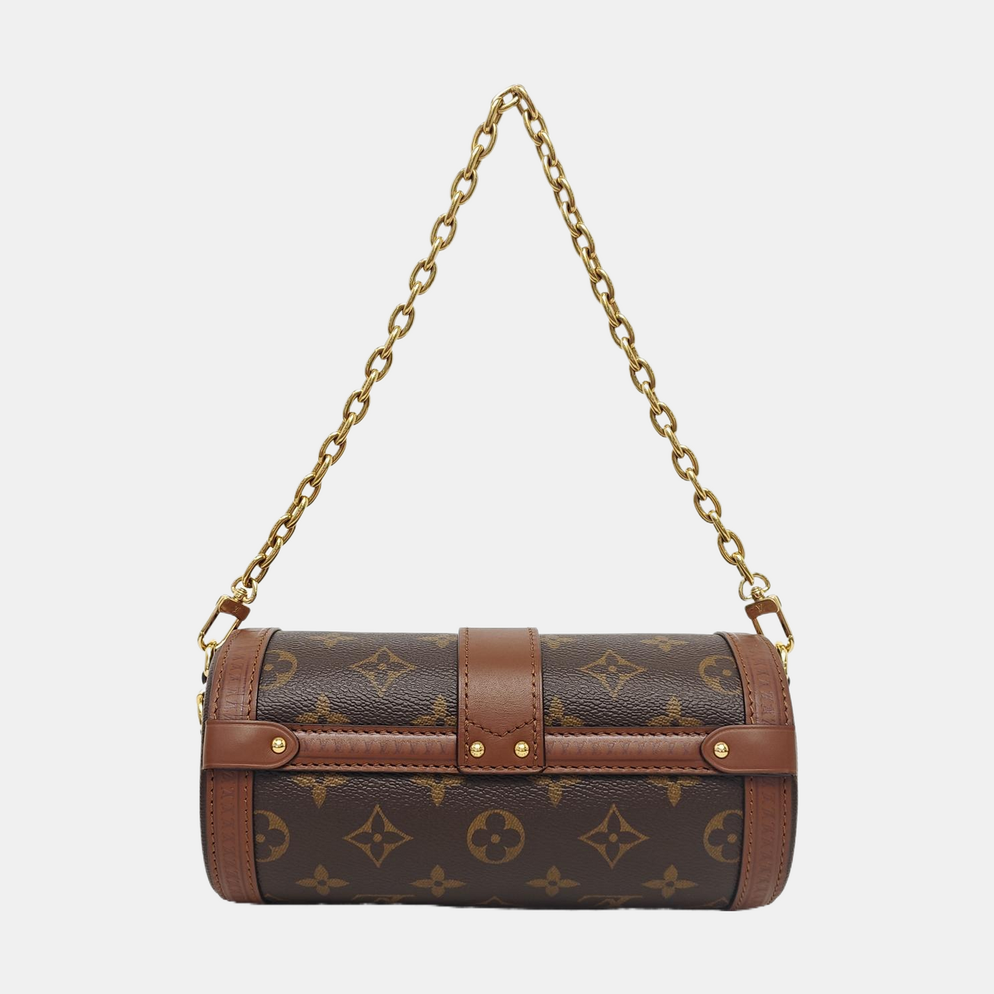 LOUIS VUITTON PAPILLON 19 Brown Coated Canvas Monogram Rivet Babylone Crossbody Bag Handbag Shoulder Bag Gold Hardware 2 Removable Straps-(SKU)-961022468