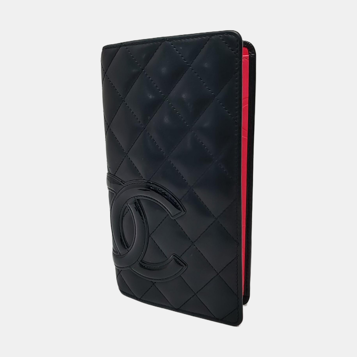 CHANEL CAMBON Black Cowhide Quilted Texture Wallet Silver Hardware 14nan-(SKU)-955276359