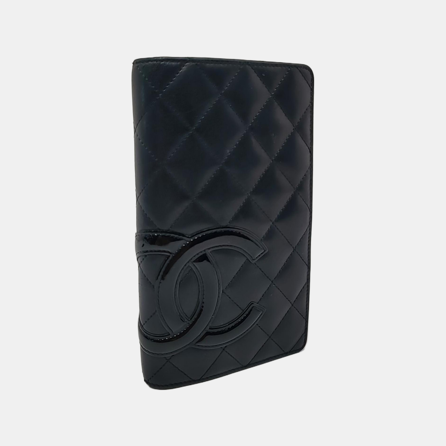 CHANEL CAMBON Black Cowhide Quilted Texture Wallet Silver Hardware 14nan-(SKU)-955276359