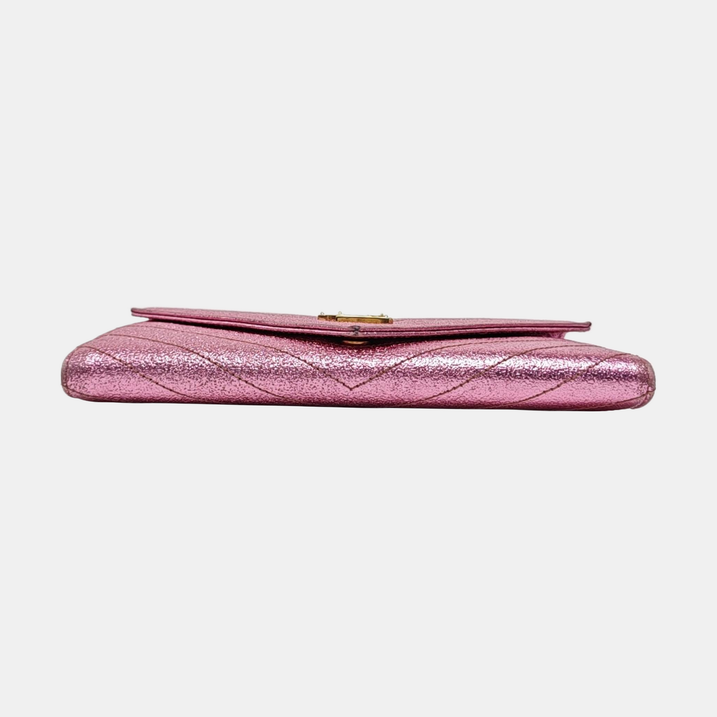 YSL MONOGRAM 粉色牛皮绗缝V纹钱包 Golden hardware Complete Accessories-(SKU)-957647456