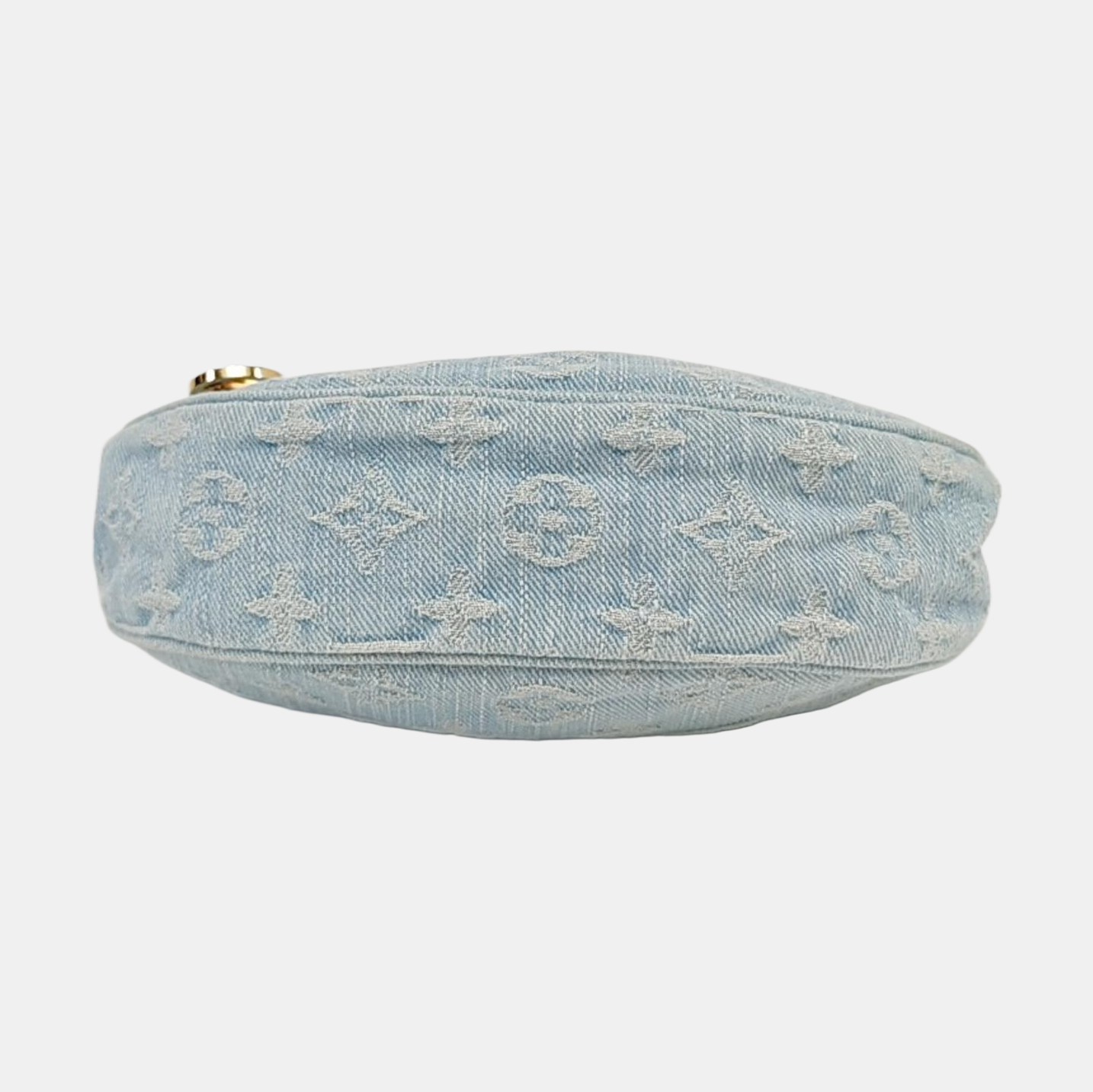 LOUIS VUITTON LOOP Light Blue Denim Monogram Embroidered Crescent Bag Crossbody Shoulder Bag Gold Hardware 2 Removable Straps-(SKU)-961361306