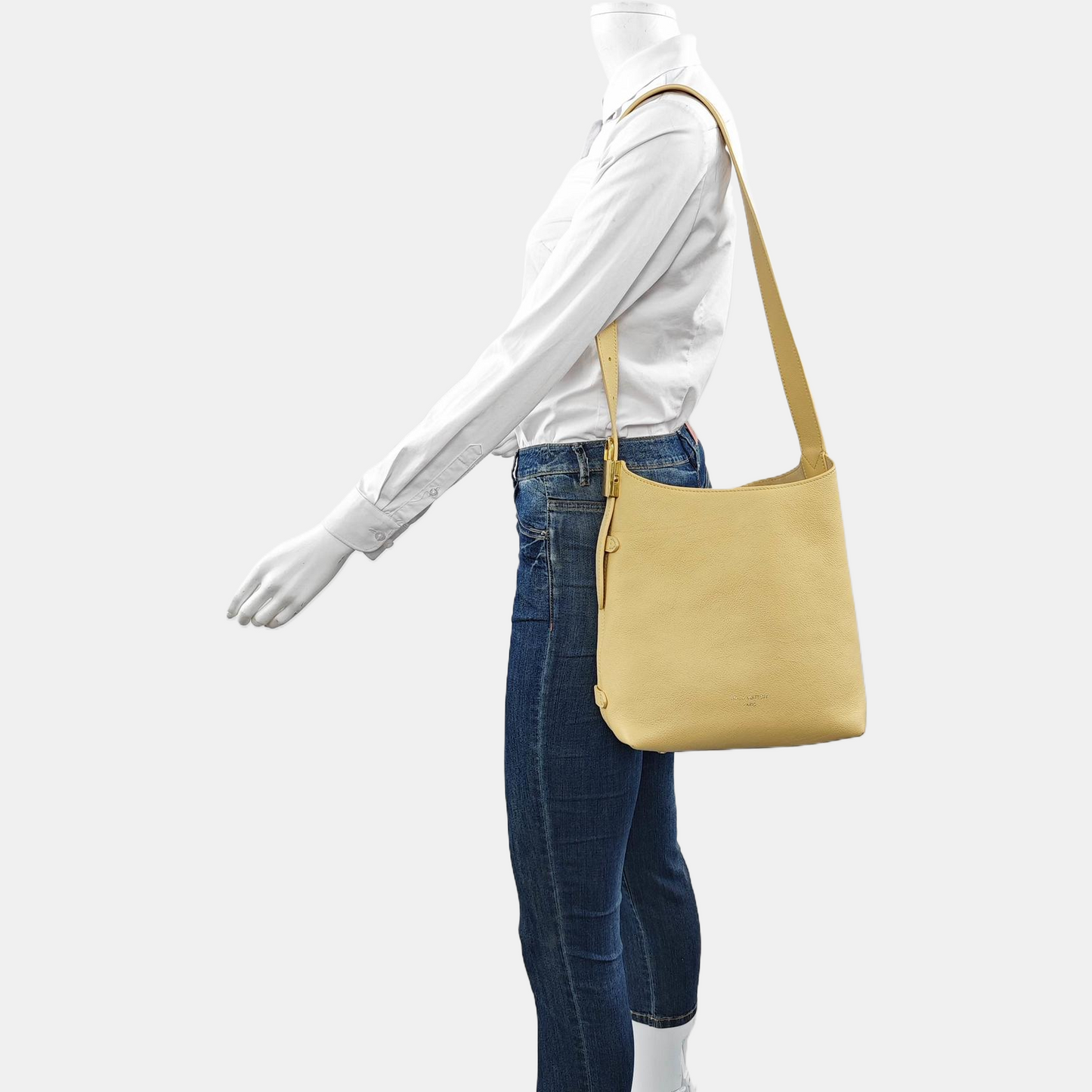 LOUIS VUITTON LOW KEY HOBO Small Mustard Yellow Leather Monogram Single Shoulder Bag with Detachable Strap-(SKU)-954611544