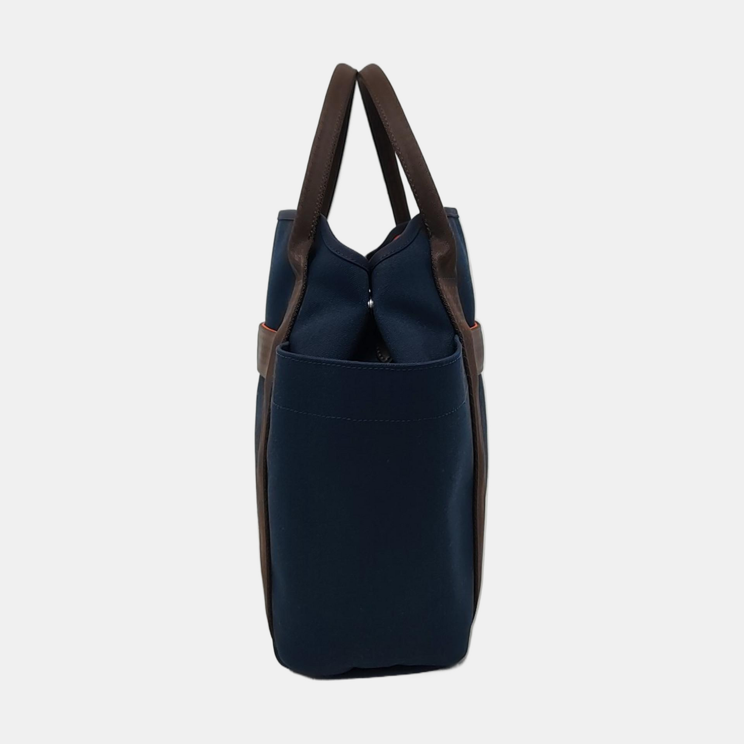 HERMÈS Sac De Pansage 38 Deep Blue Canvas Crossbody Shoulder Bag Tote Bag Silver Hardware U Engraving Removable Shoulder Strap-(SKU)-961484827
