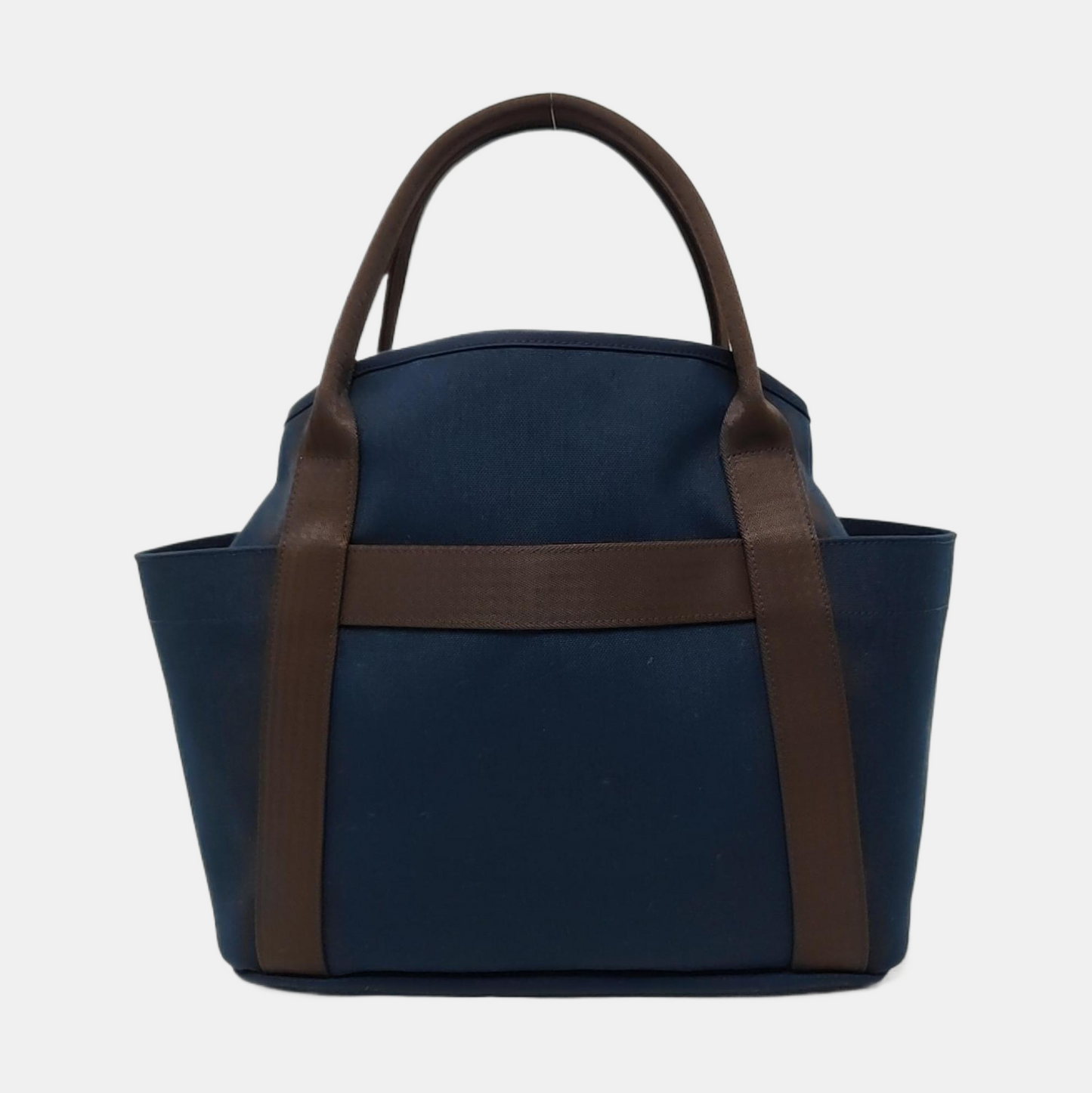 HERMÈS Sac De Pansage 38 Deep Blue Canvas Crossbody Shoulder Bag Tote Bag Silver Hardware U Engraving Removable Shoulder Strap-(SKU)-961484827