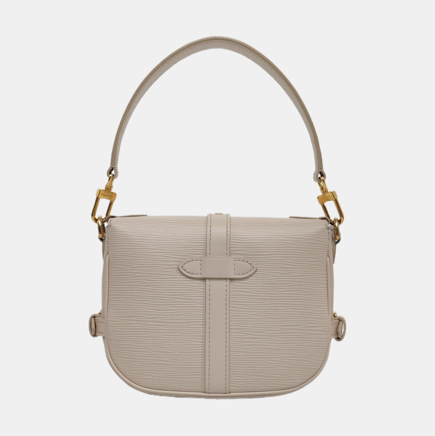 LOUIS VUITTON SAUMUR Small Beige EPI Leather Water Ripple Gemini Crossbody Bag Shoulder Bag Tote Bag Adjustable Strap Golden Hardware 2 Removable Shoulder Straps-(SKU)-961615431
