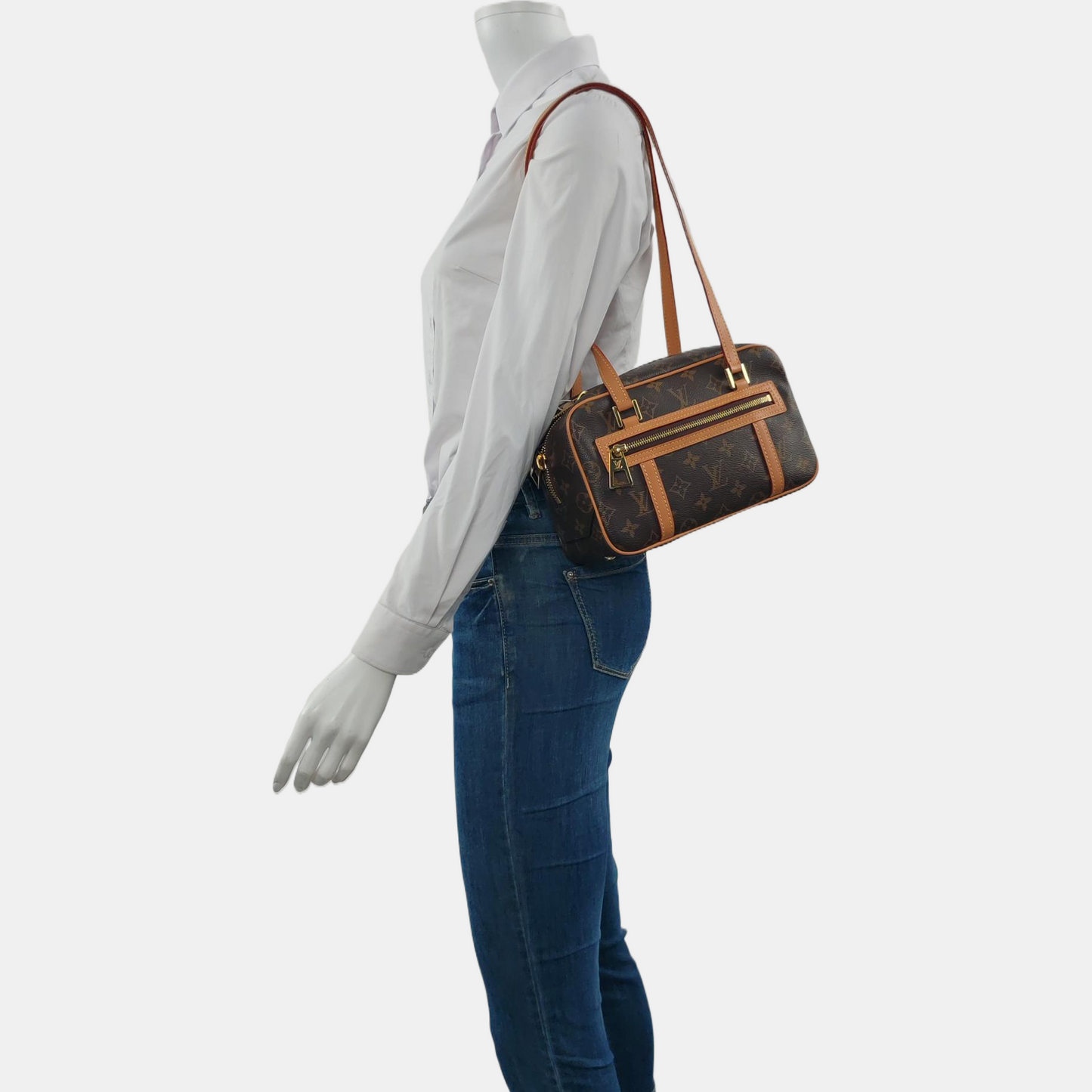 LOUIS VUITTON CITE Brown Coated Canvas Monogram Single Shoulder Bag Handbag with Gold Hardware-(SKU)-961060465