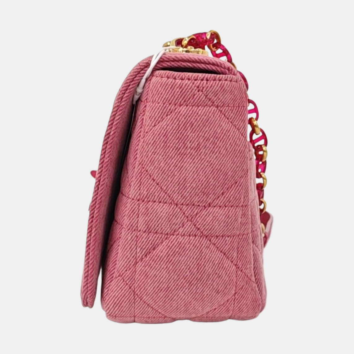DIOR Dior Caro Medium Pink Denim Quilted Bag Crossbody Shoulder Bag Gold Red Hardware Removable Strap-(SKU)-961770509